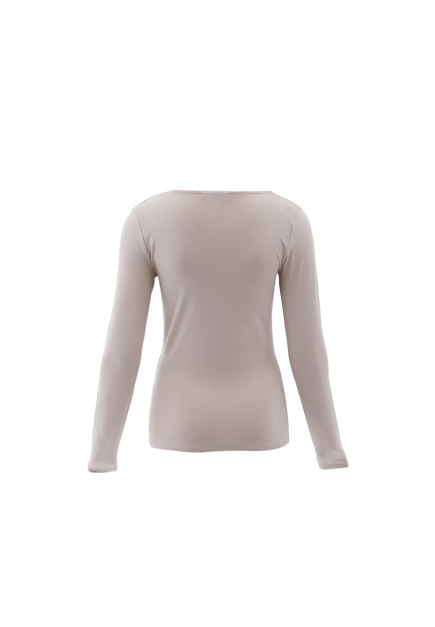 Square Neck Long Sleeve T-Shirt - FEATHER GRAY