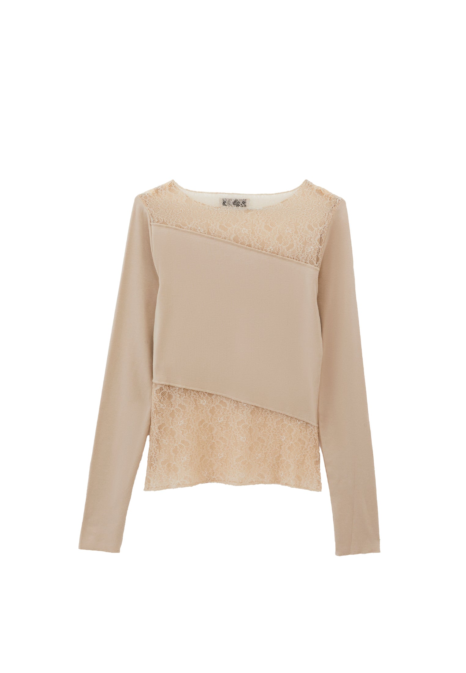 Closed Cut Long Sleeve Crew Neck T-Shirt - FEATHER GRAY