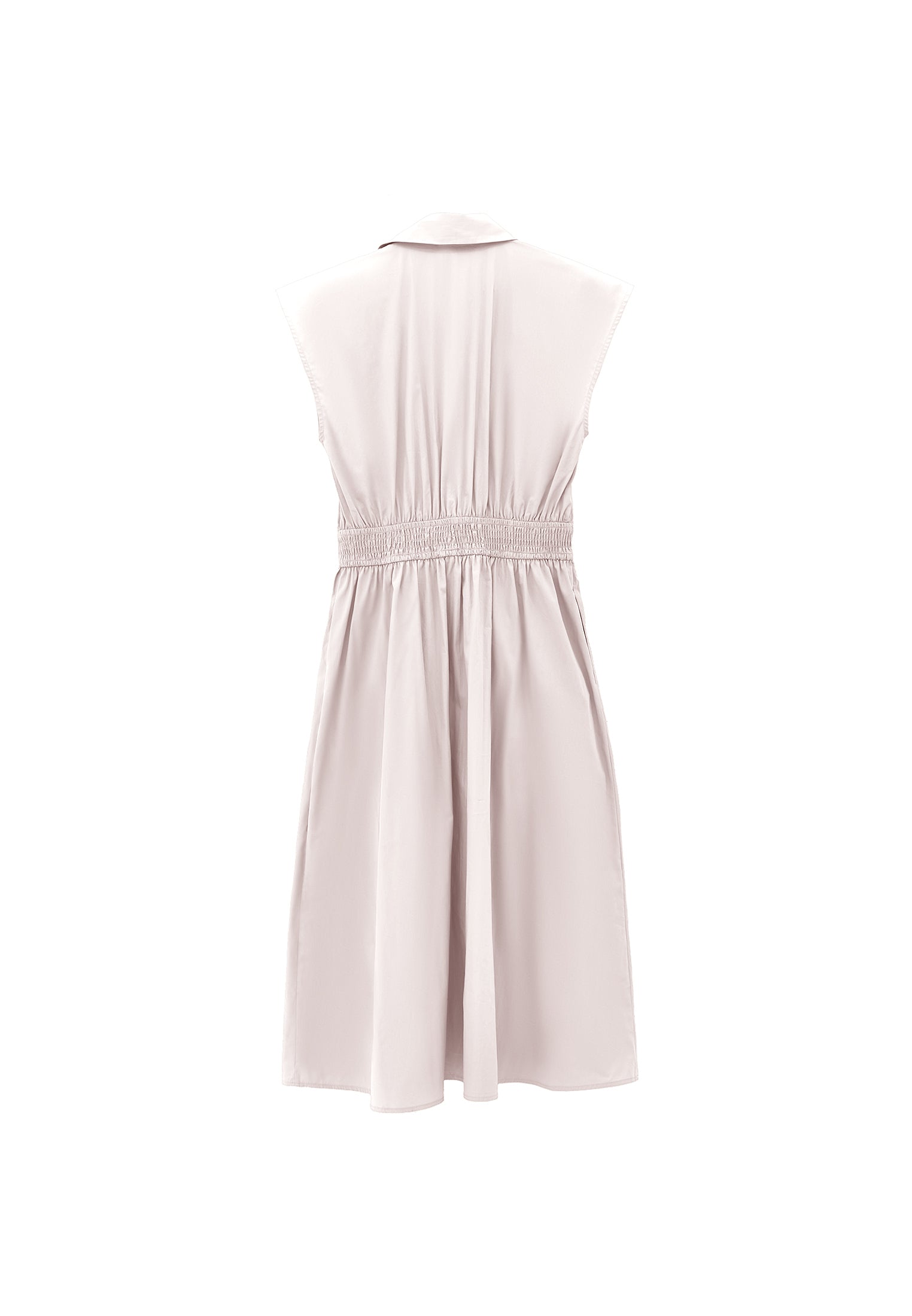 Shirt Collar Long Woven Dress - FEATHER GRAY