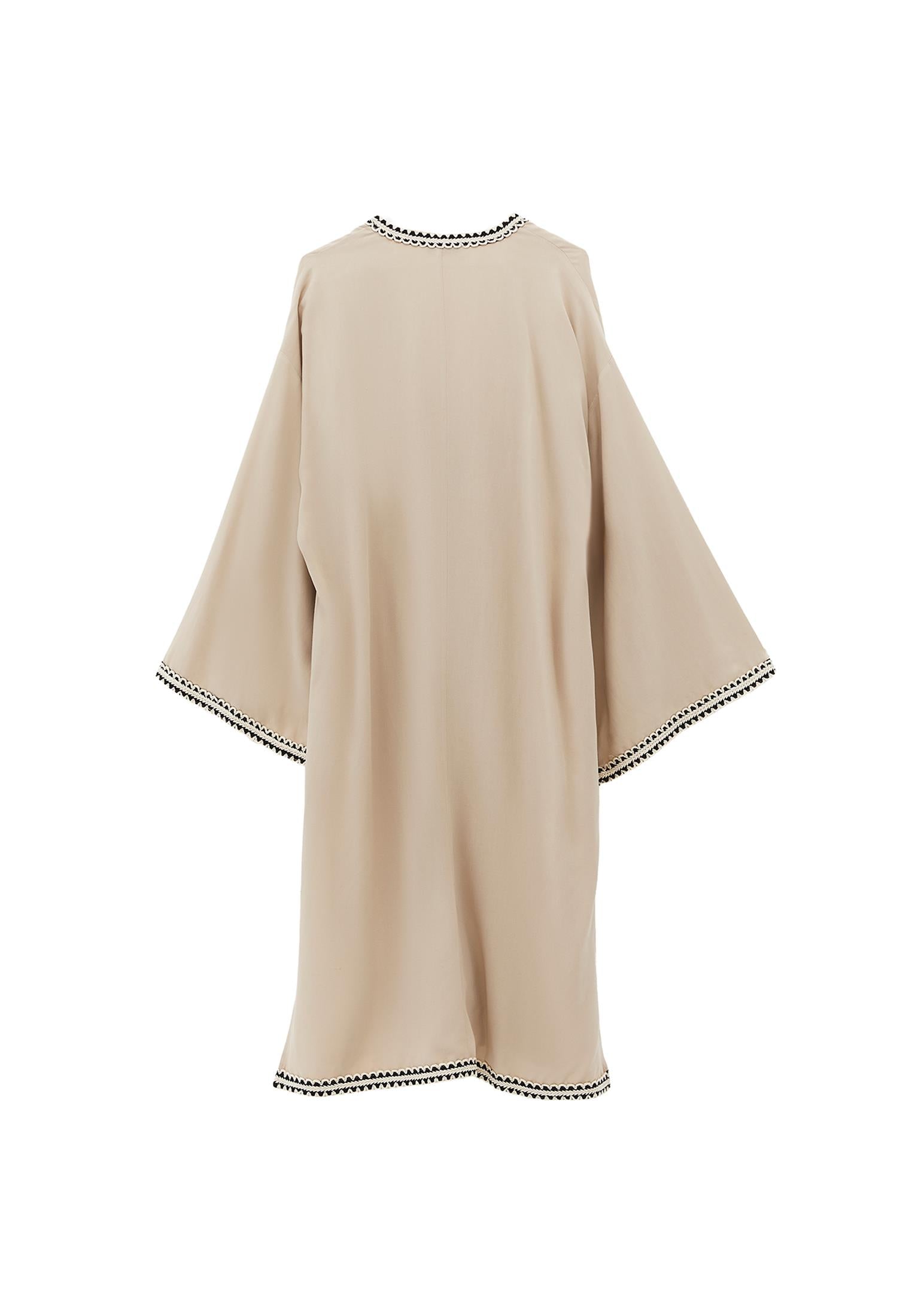 Long Kimono With Kimono Sleeve Tie - FEATHER GRAY