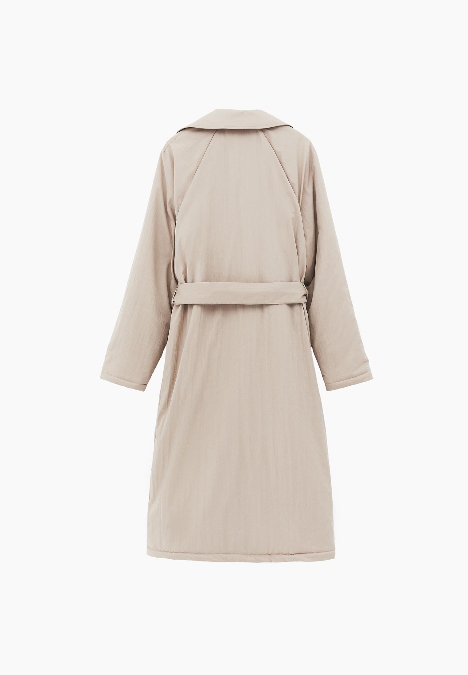 Trench Coat With Button And Belt Detail - FEATHER GRAY