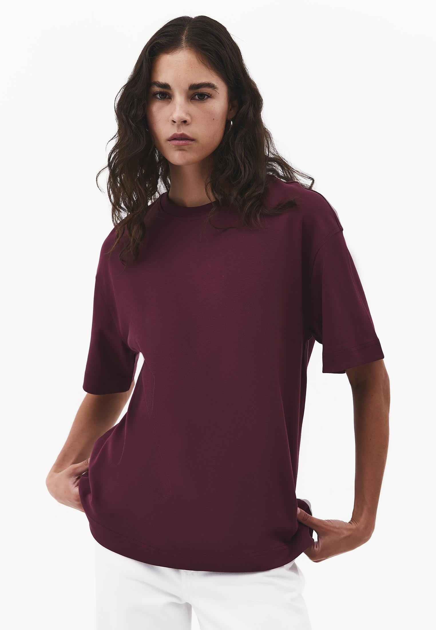 Oversize Crew Neck Short Sleeve T-Shirt - FIG