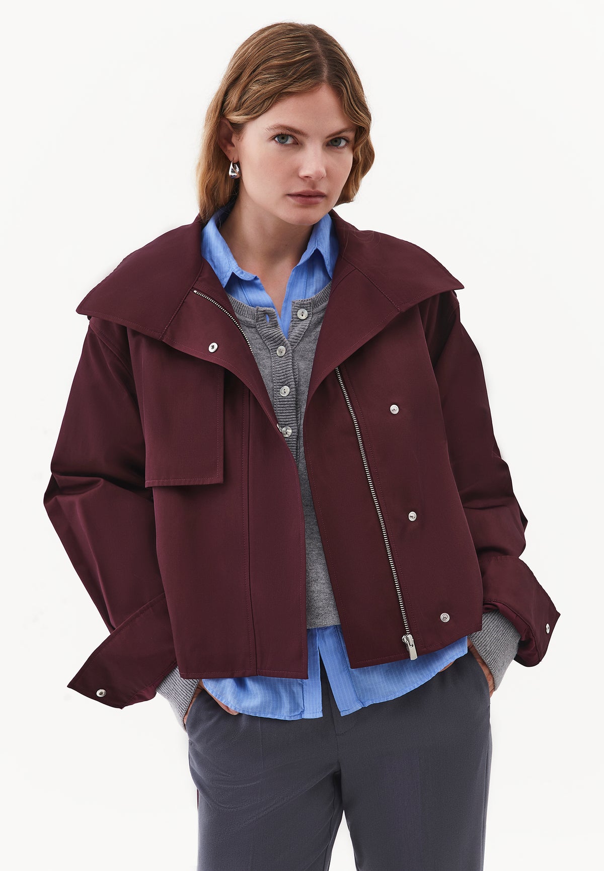 Oversize Long Sleeve Trench Coat - FIG