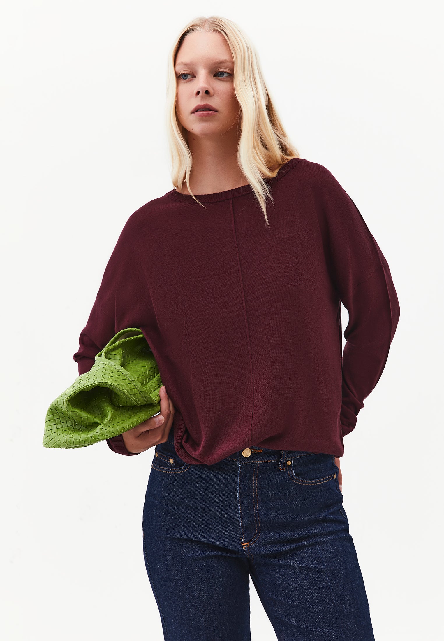 Boat Neck Knit Sweater - FIG