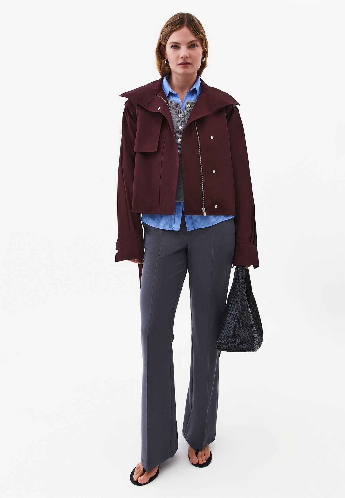 Oversize Long Sleeve Trench Coat - FIG
