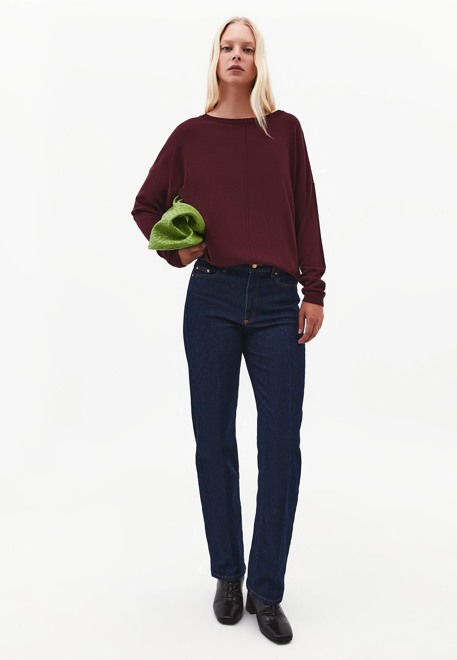 Boat Neck Knit Sweater - FIG