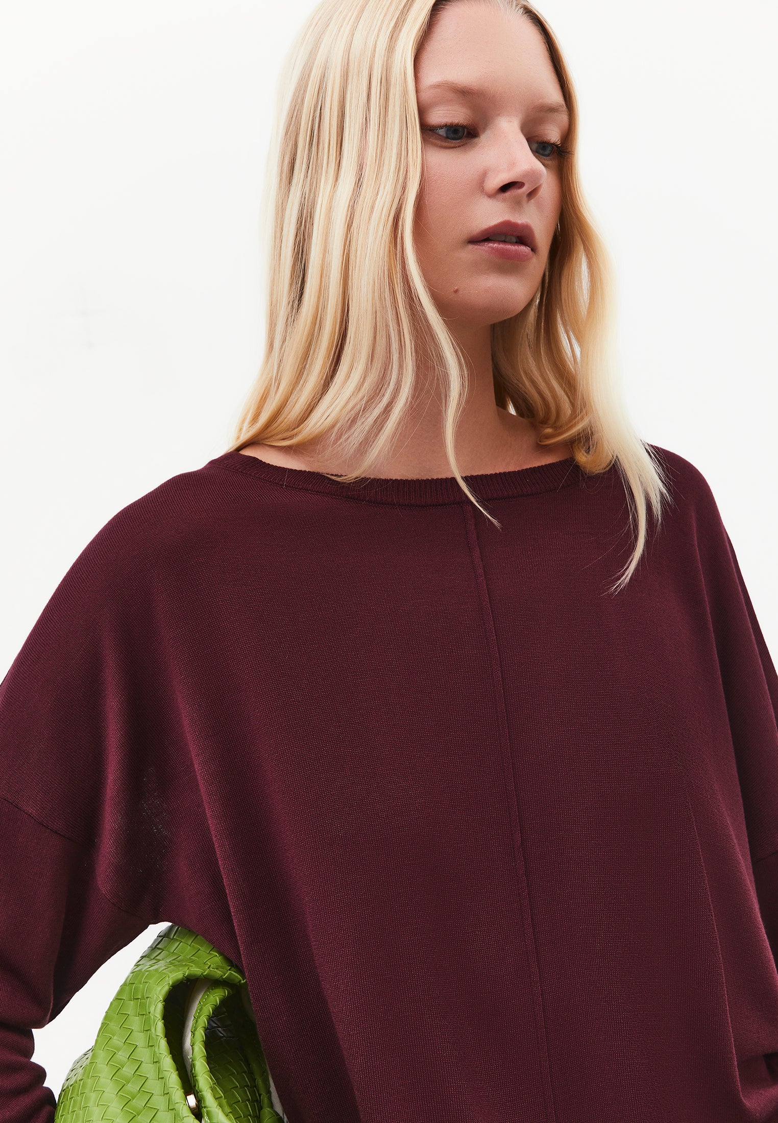 Boat Neck Knit Sweater - FIG