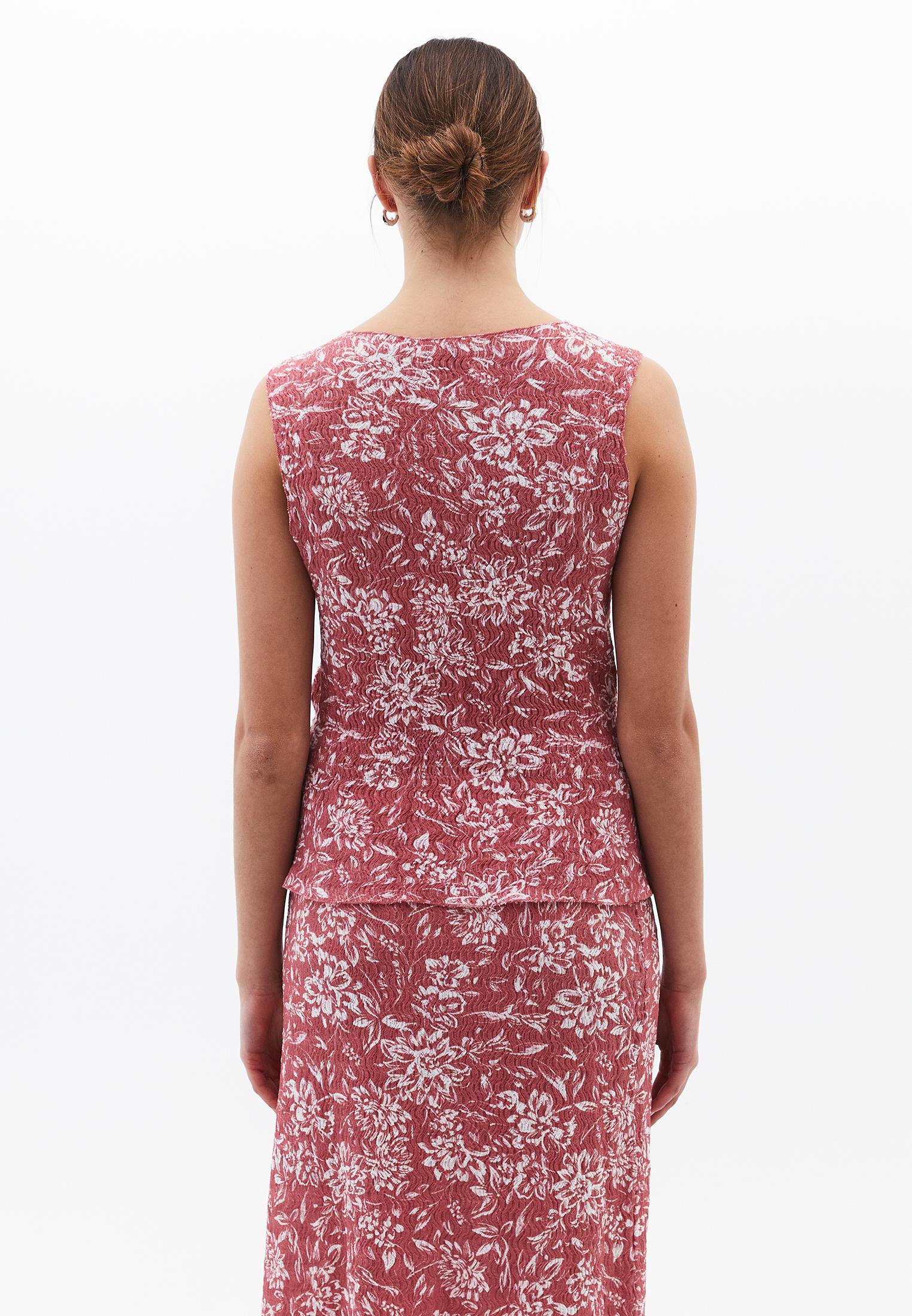 Sleeveless Ribbed Tank With Crew Neck - FIRE FLOWER COMB