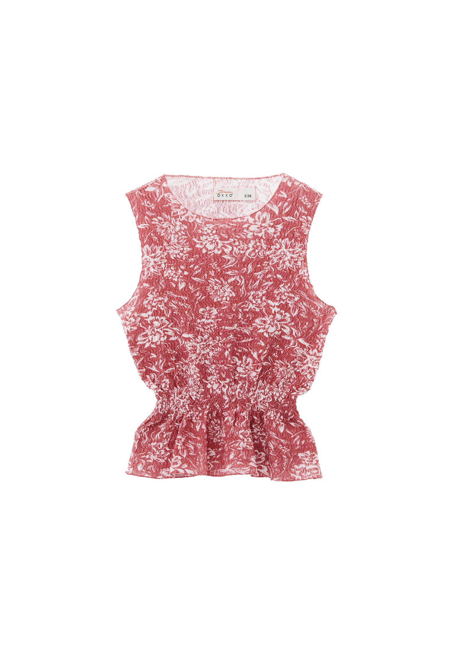 Sleeveless Ribbed Tank With Crew Neck - FIRE FLOWER COMB