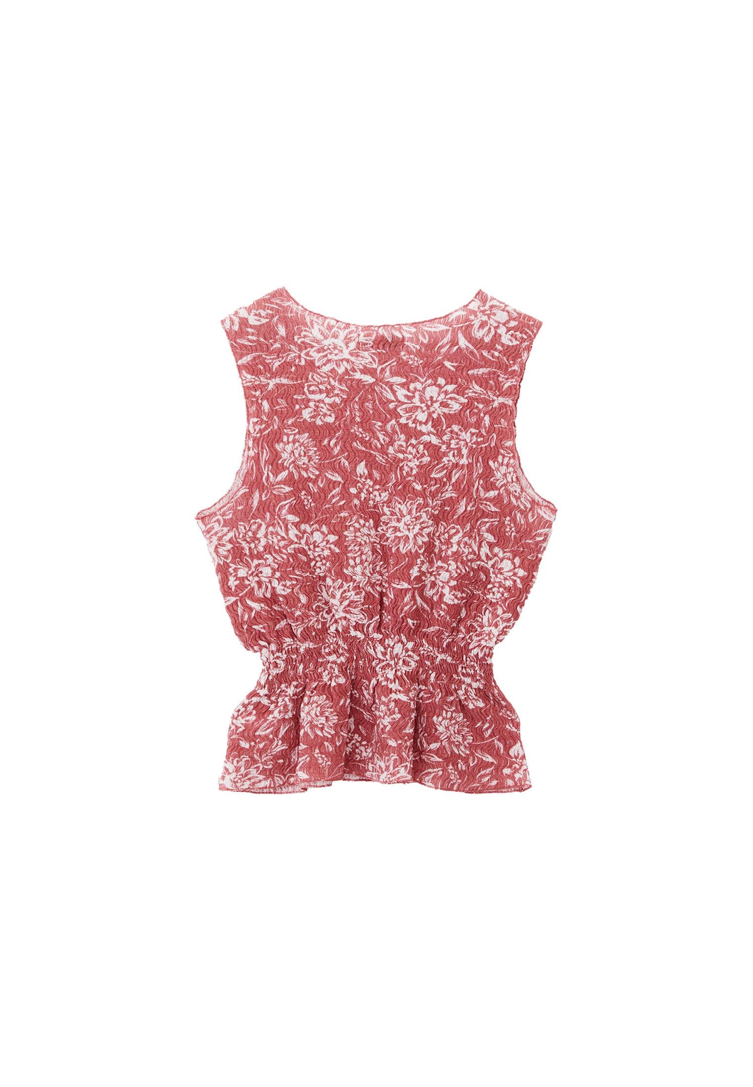 Sleeveless Ribbed Tank With Crew Neck - FIRE FLOWER COMB
