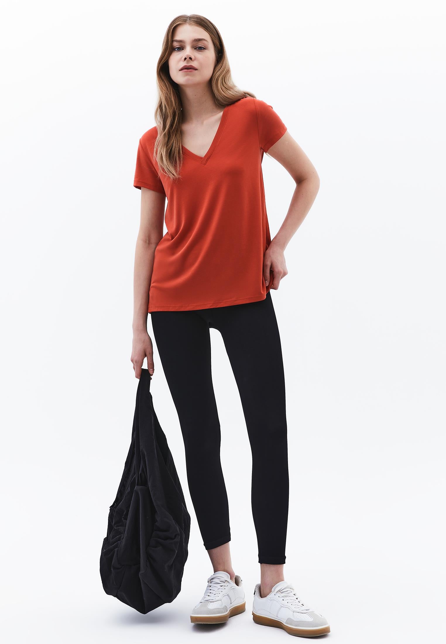V Neck Loose Fit T-Shirt - FIRE WHIRL