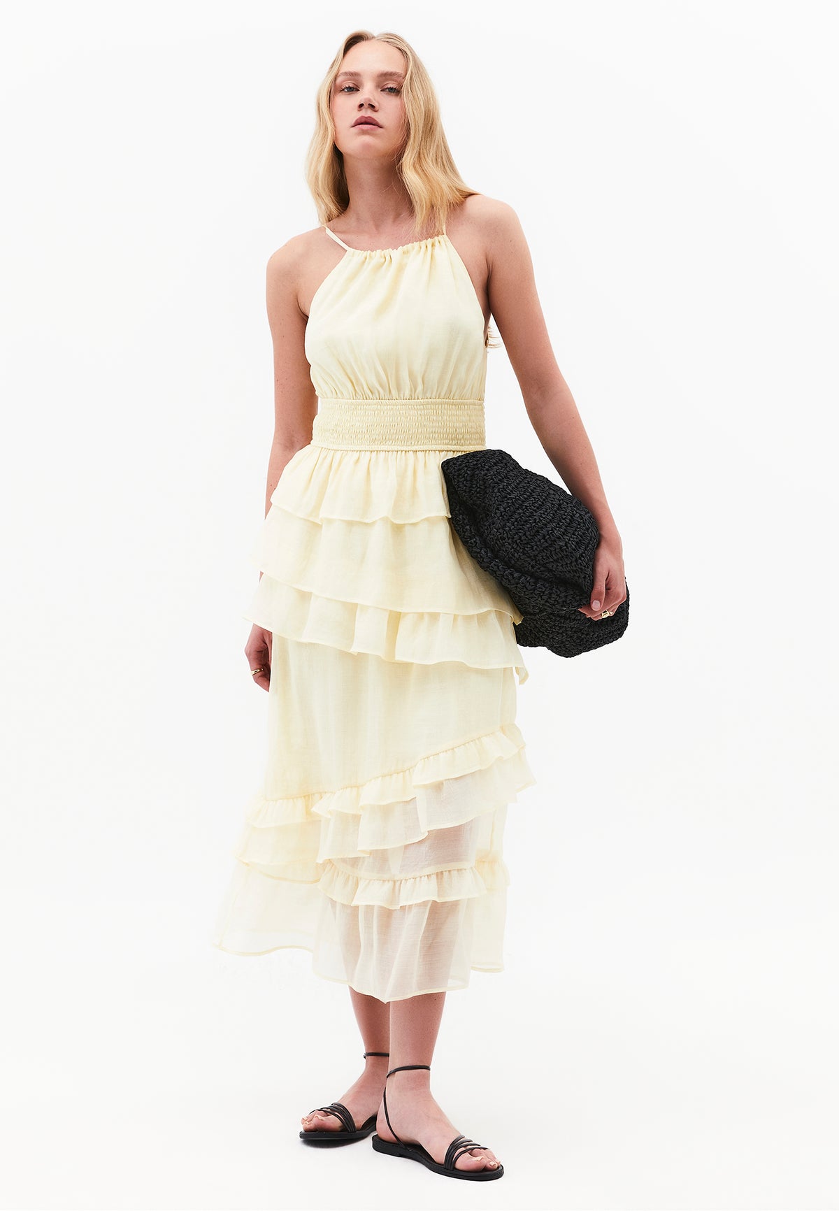 Square Neck Ruffle Detailed Maxi Long Dress - FLAN