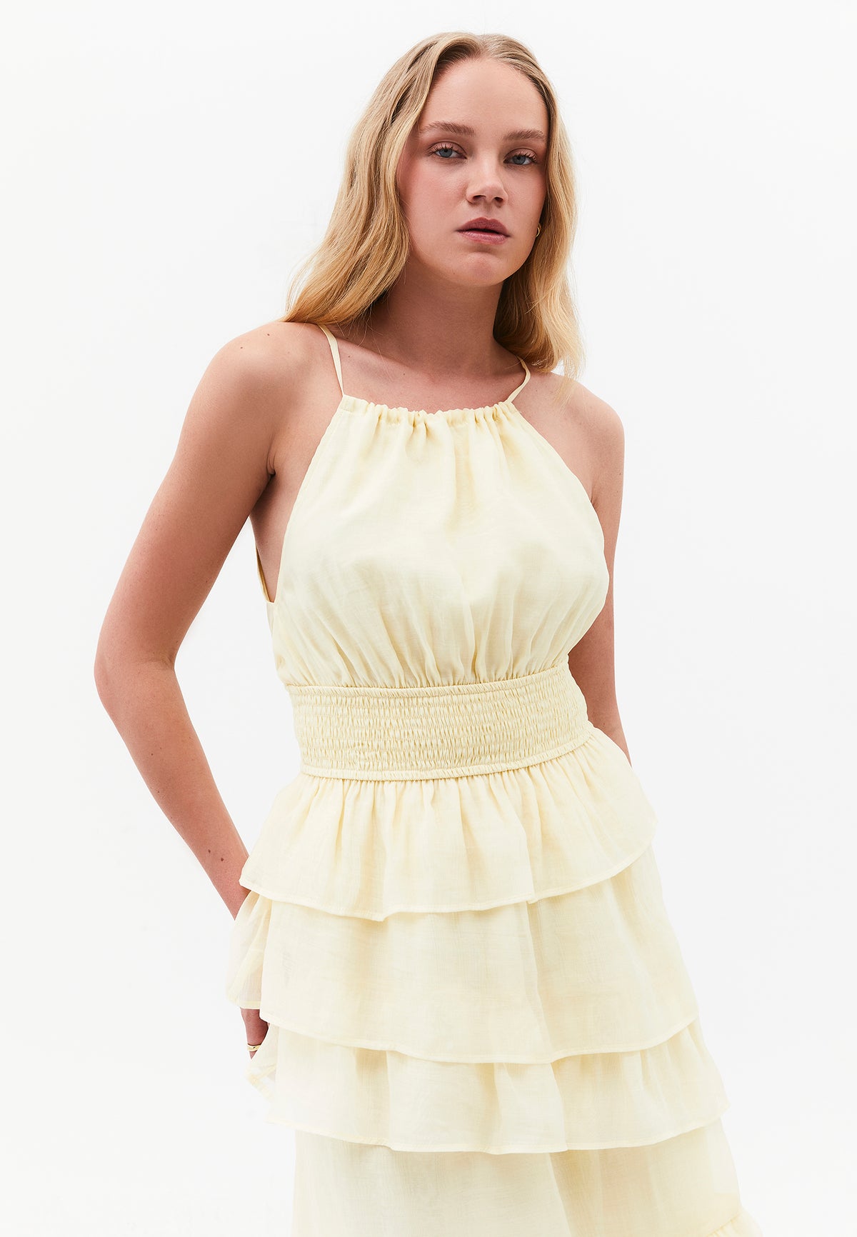 Square Neck Ruffle Detailed Maxi Long Dress - FLAN