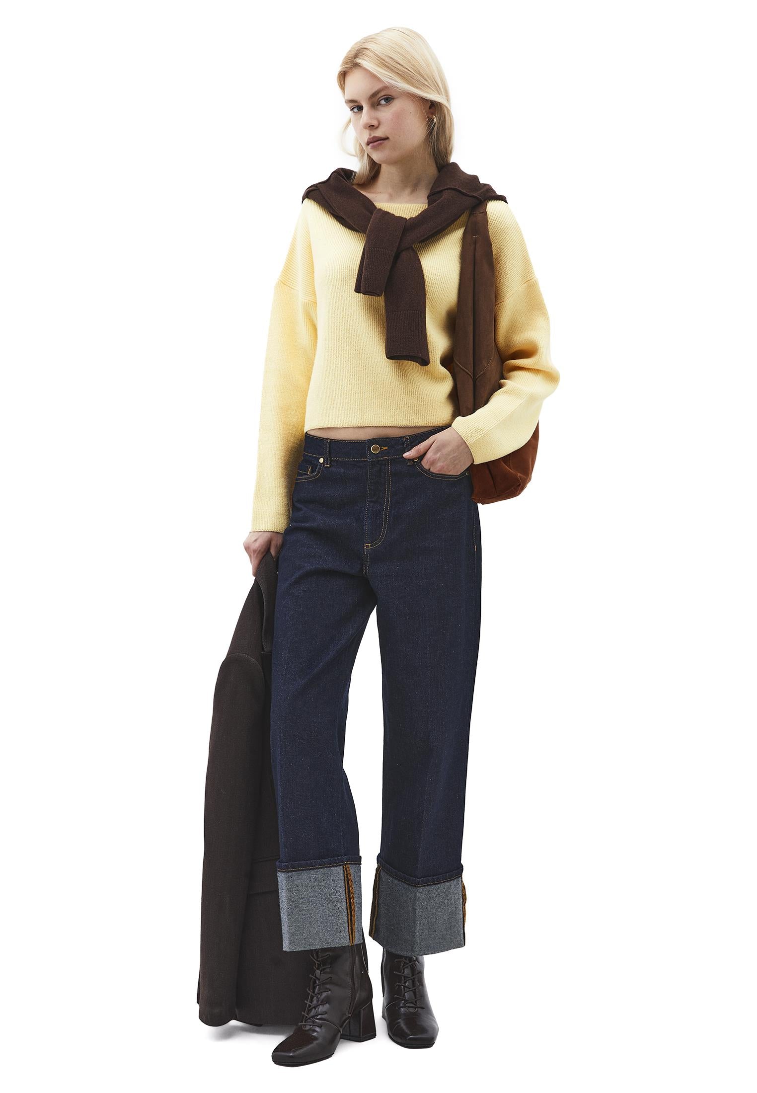 Boat Neck Long Sleeve Sweater - FLAN