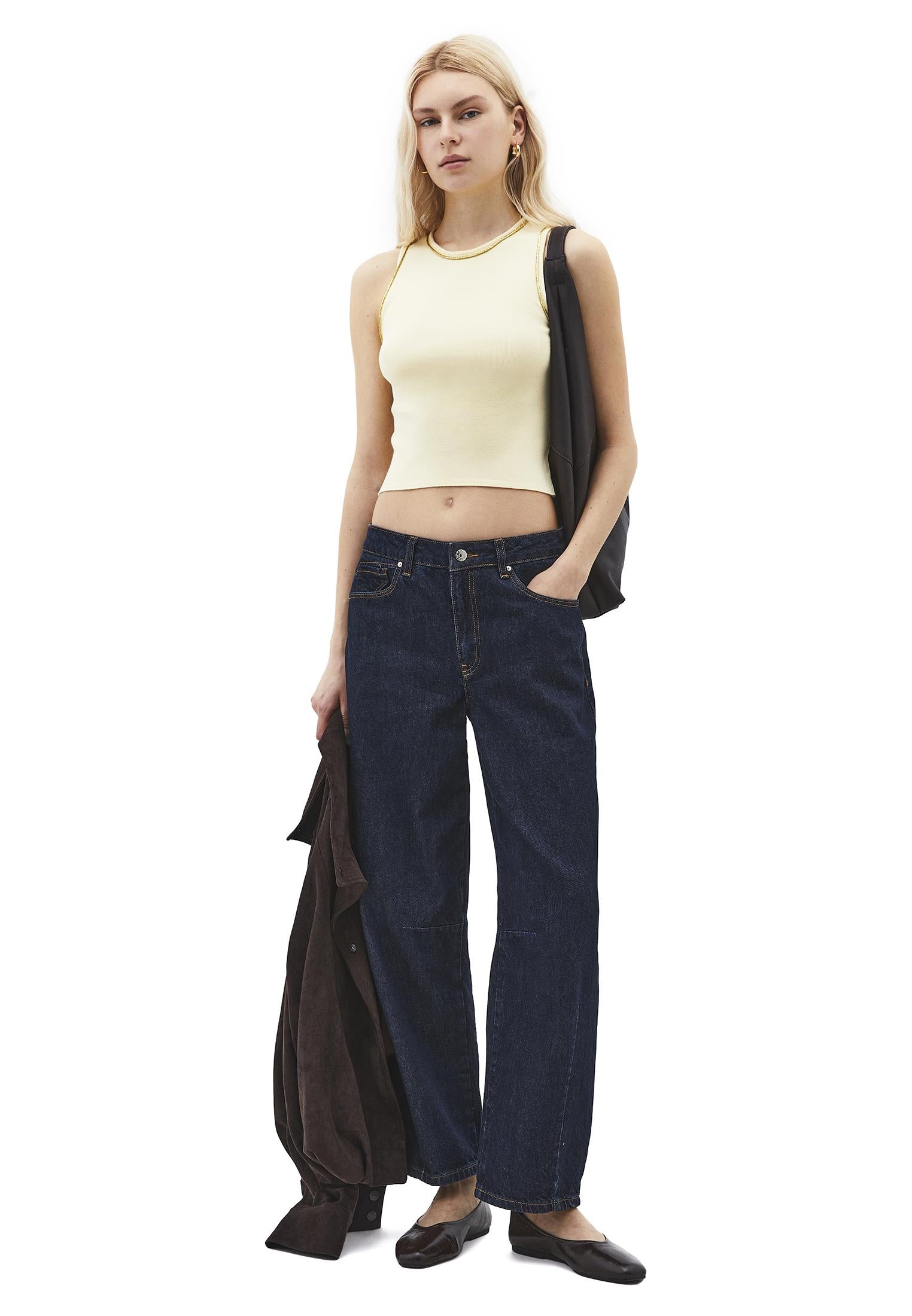 Glittery Crew Neck Sleeveless Tank Top - FLAN