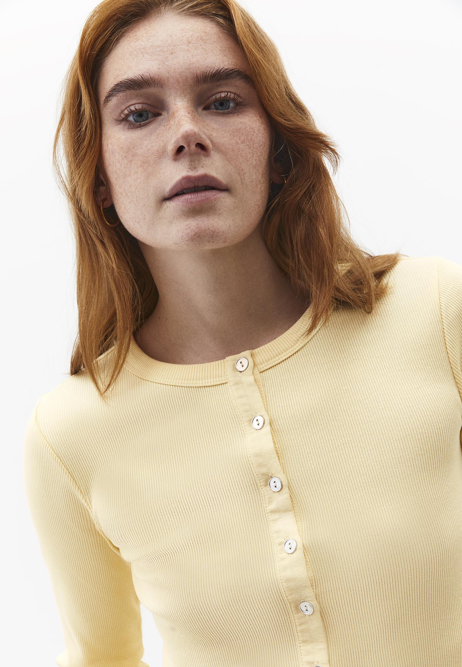 Button Detailed Crew Neck Long Sleeve T-Shirt - FLAN