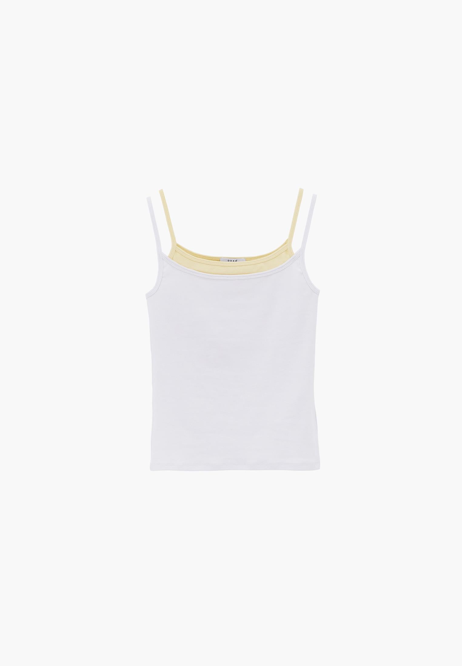 U Neck Bodycon Tank Top - WHITE/FLAN