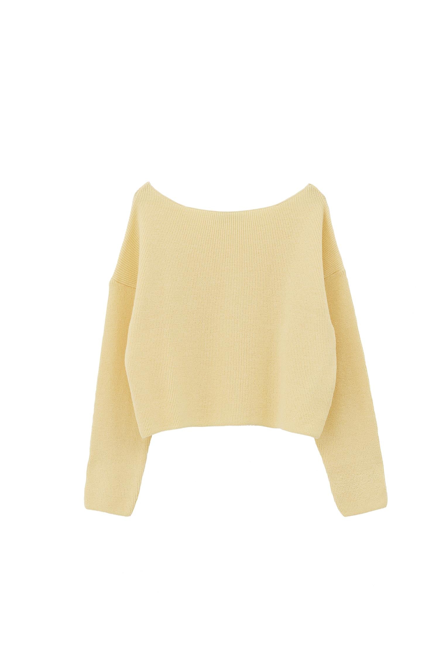 Boat Neck Long Sleeve Sweater - FLAN