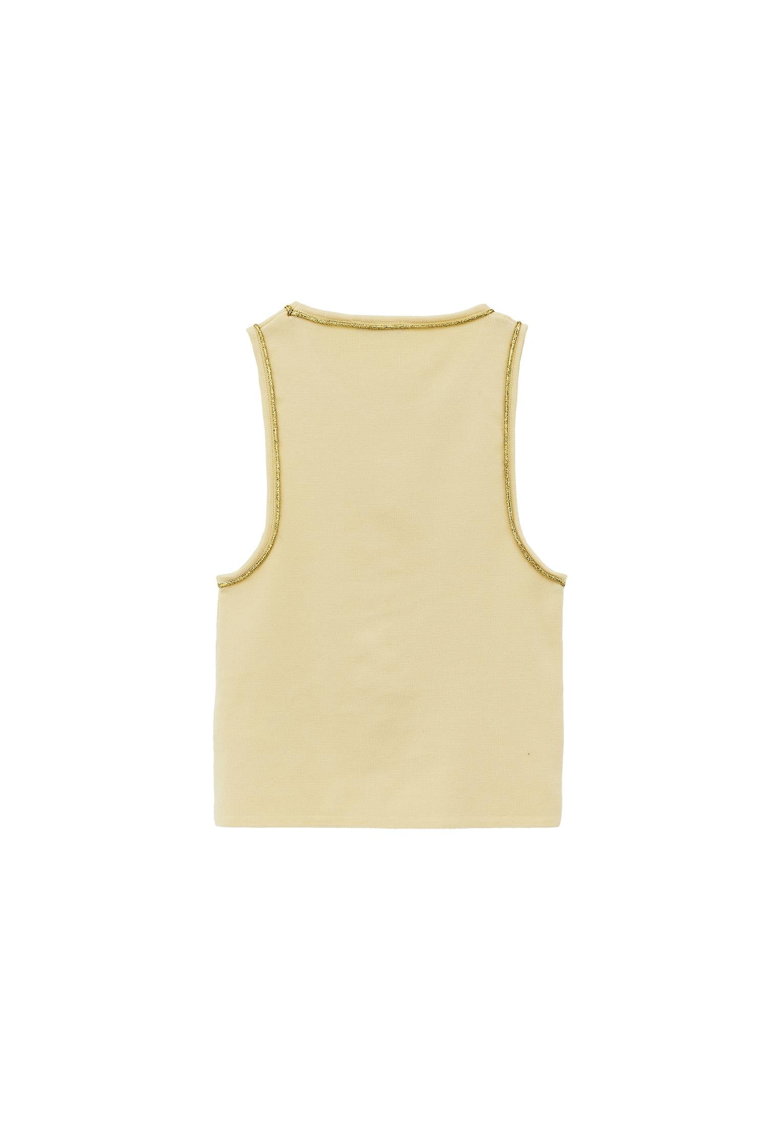 Glittery Crew Neck Sleeveless Tank Top - FLAN