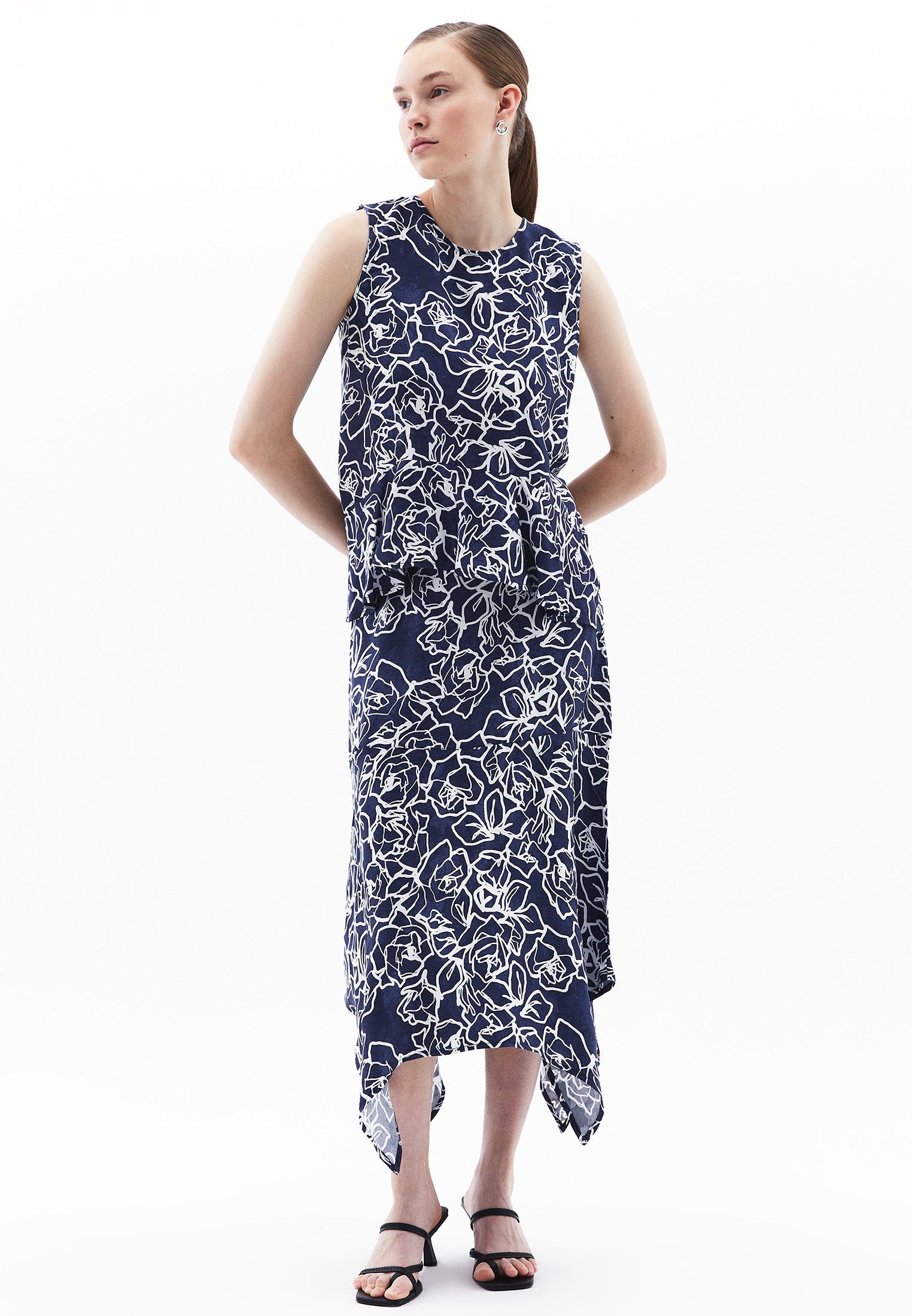 Asymmetric Jacquard Skirt - FLORAL COMB