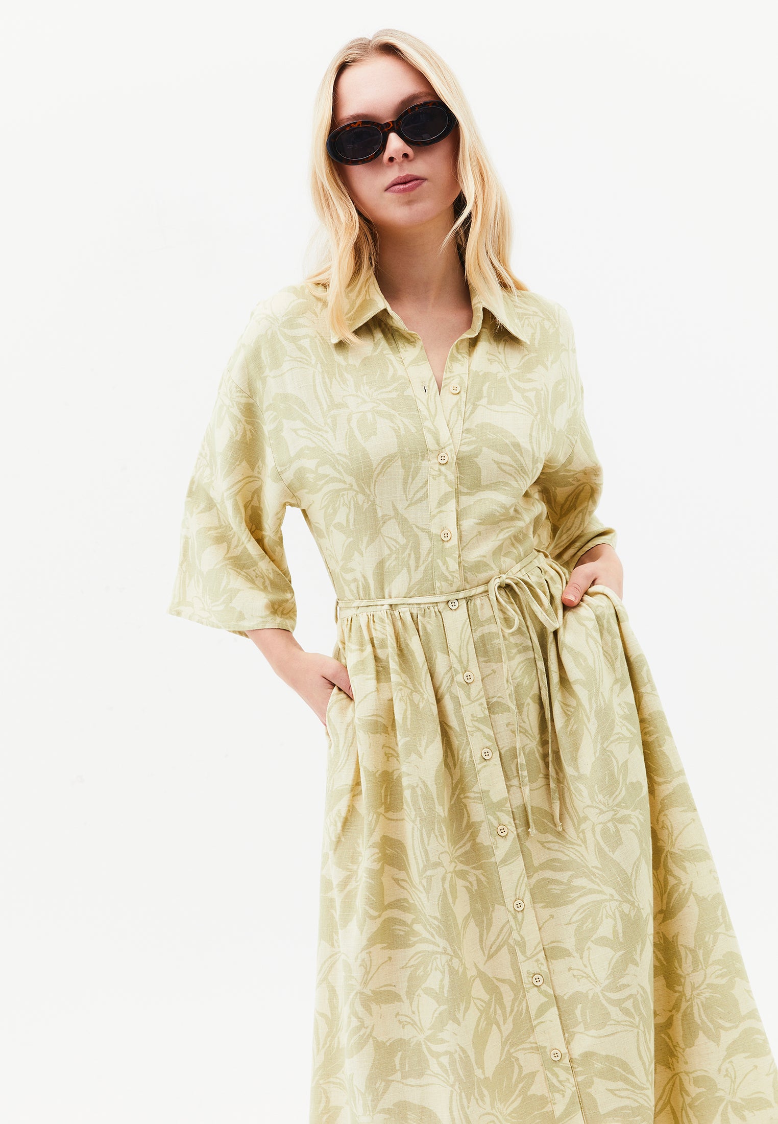 Flared Long Printed Dress - FLORAL COMB