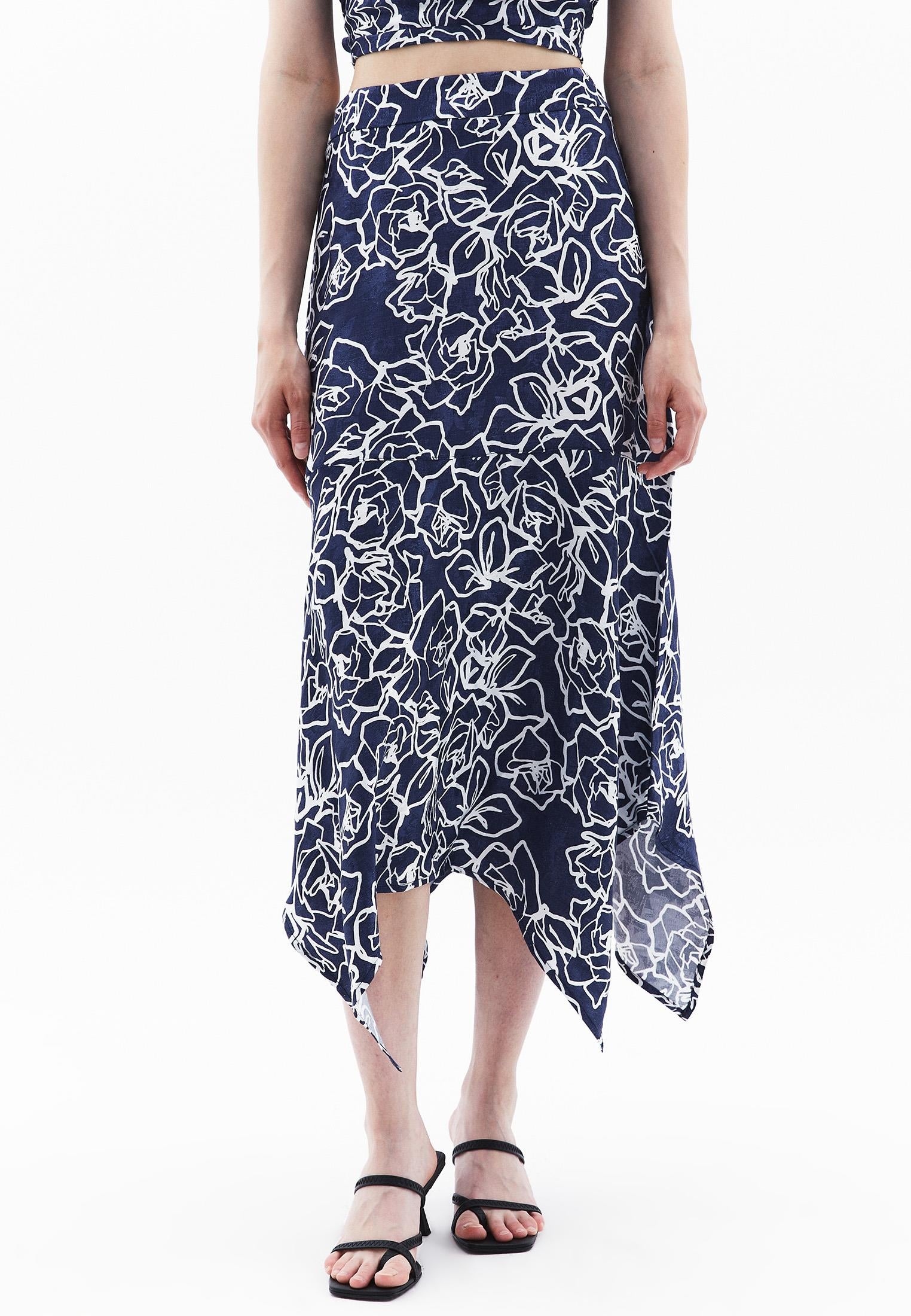 Asymmetric Jacquard Skirt - FLORAL COMB