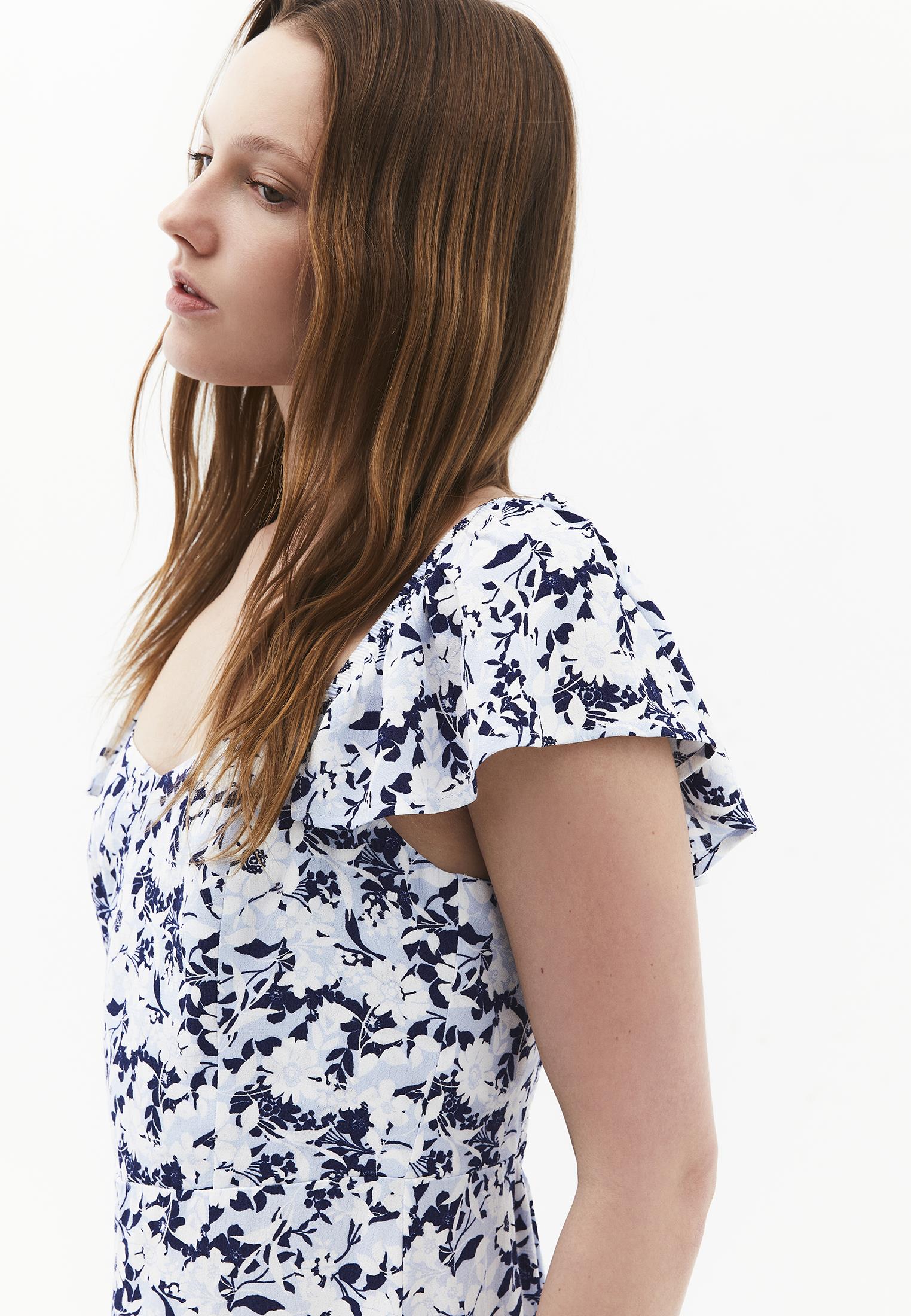 Sweetheart Neck Printed Dress With Slit Detail - FLORAL COMB