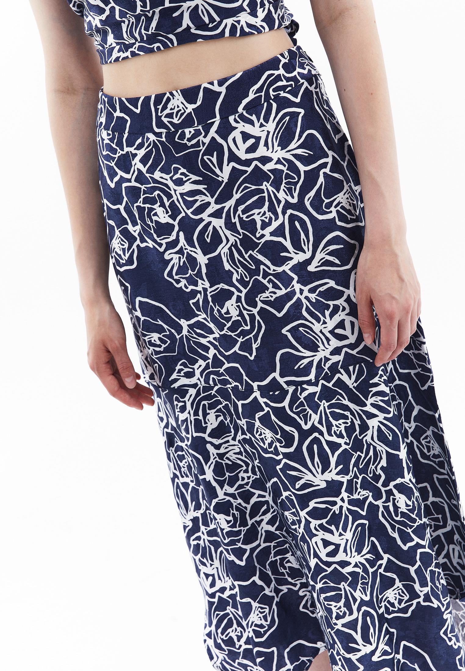 Asymmetric Jacquard Skirt - FLORAL COMB