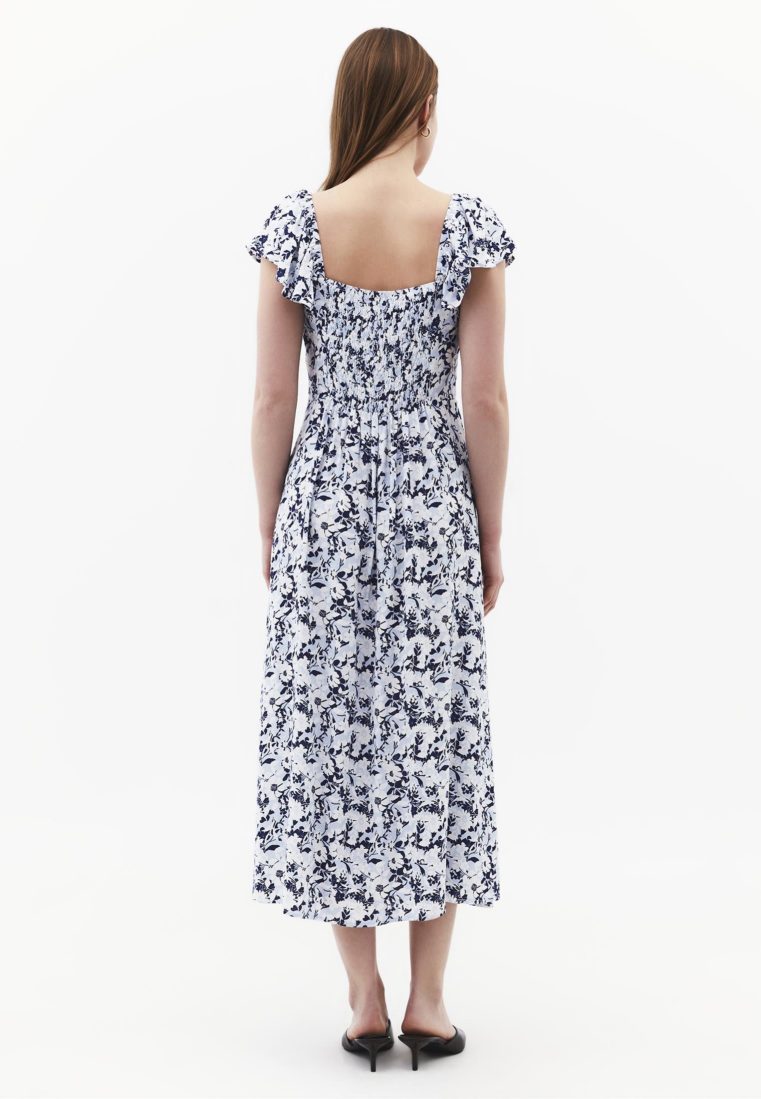 Sweetheart Neck Printed Dress With Slit Detail - FLORAL COMB