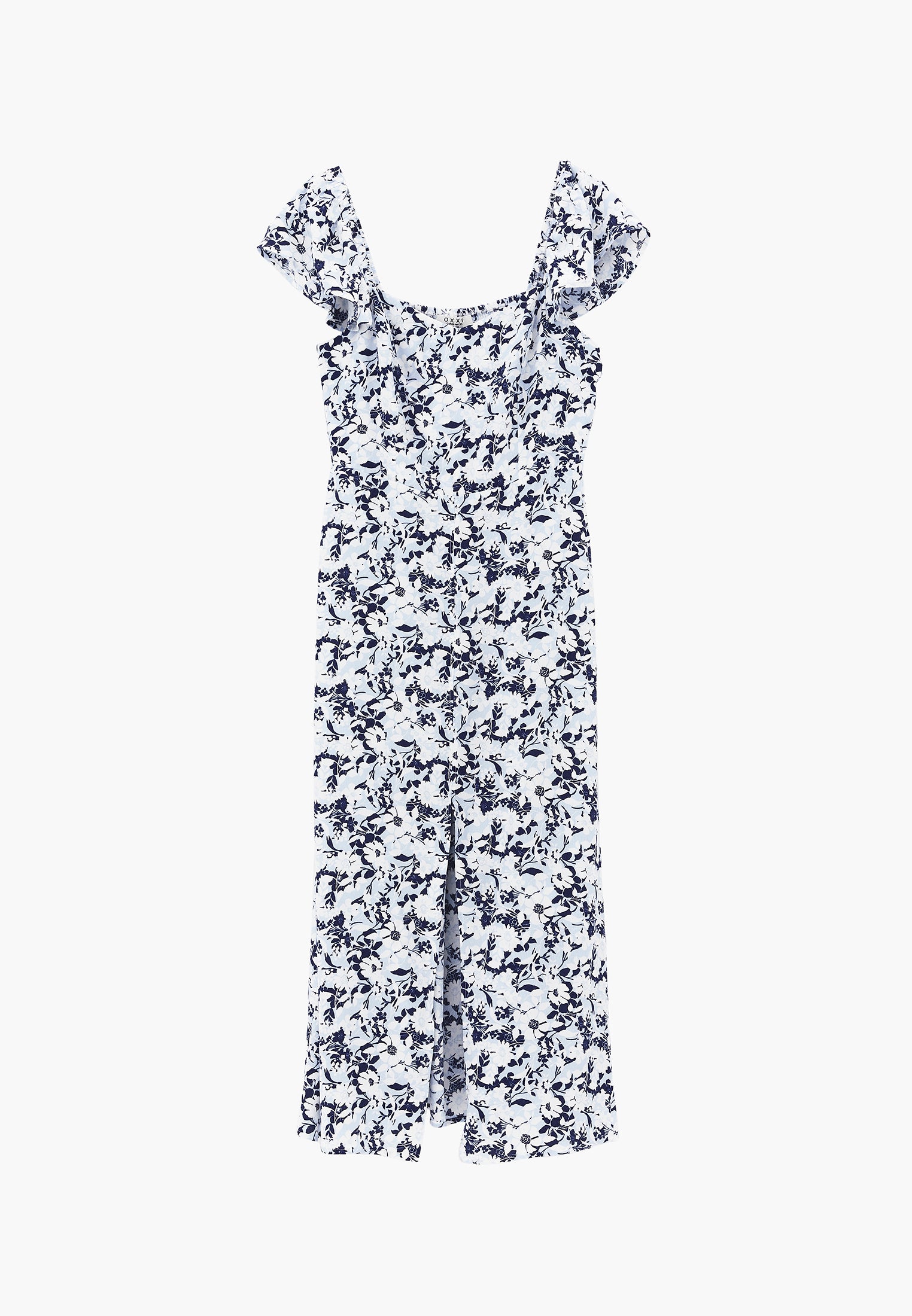 Sweetheart Neck Printed Dress With Slit Detail - FLORAL COMB
