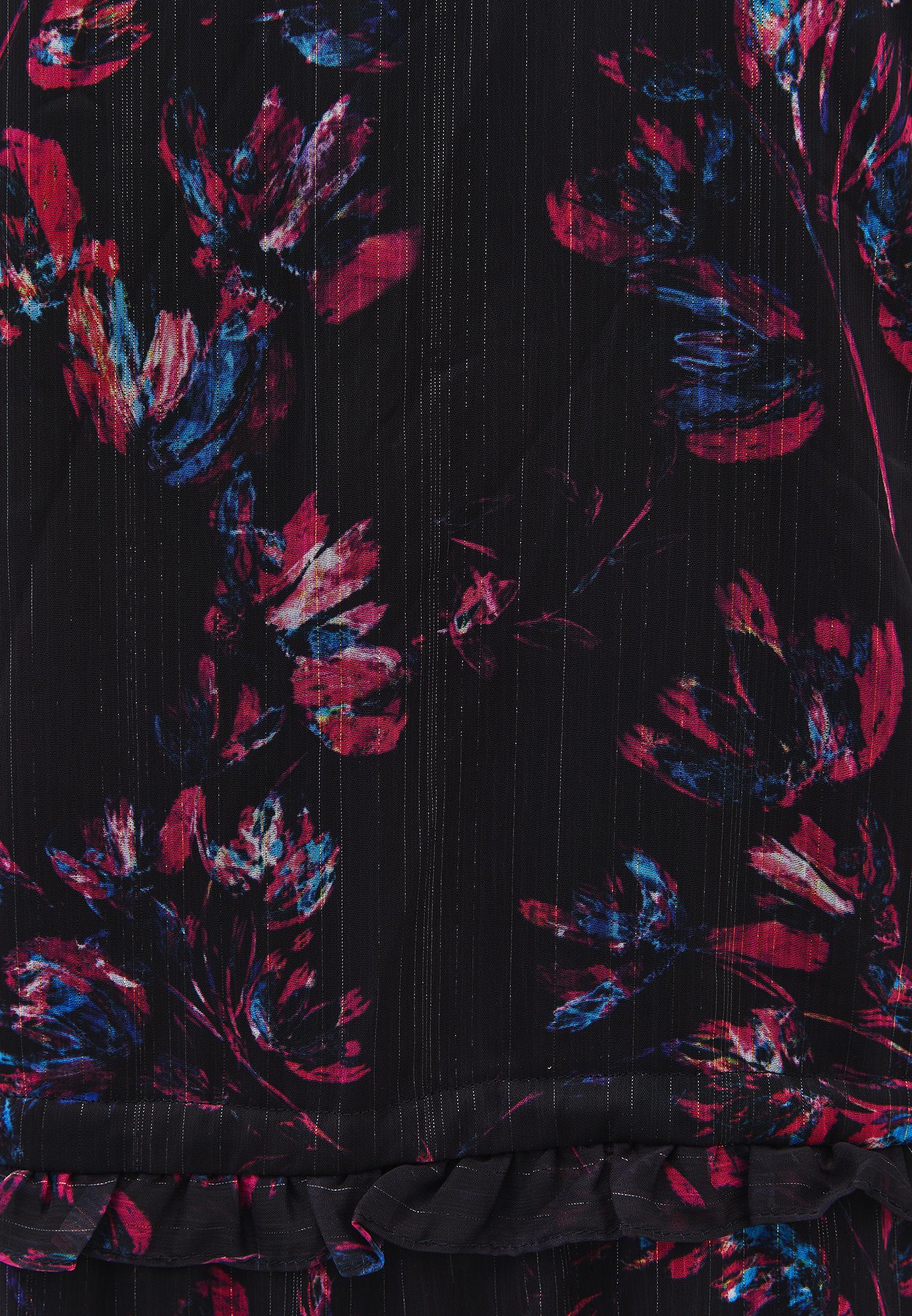 Long Dress With Slit And Tie - FLORAL COMB