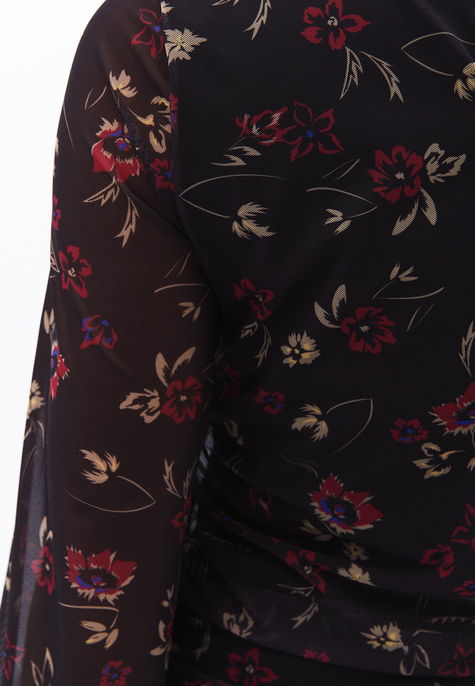 Long A-Line Crew Neck Dress - FLORAL COMB