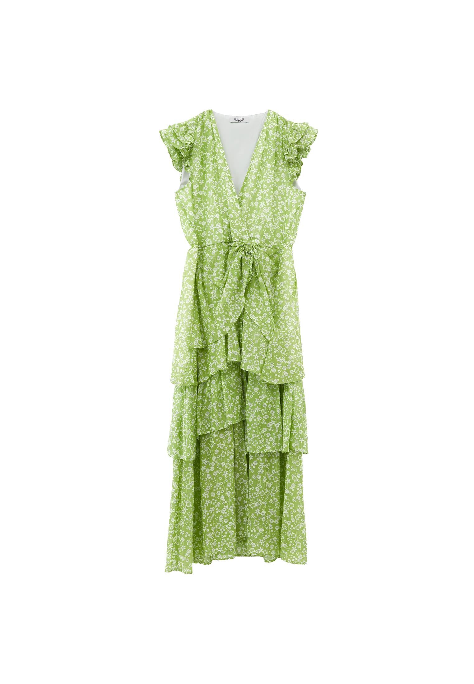 Long Dress With Frill Details - FLORAL COMB