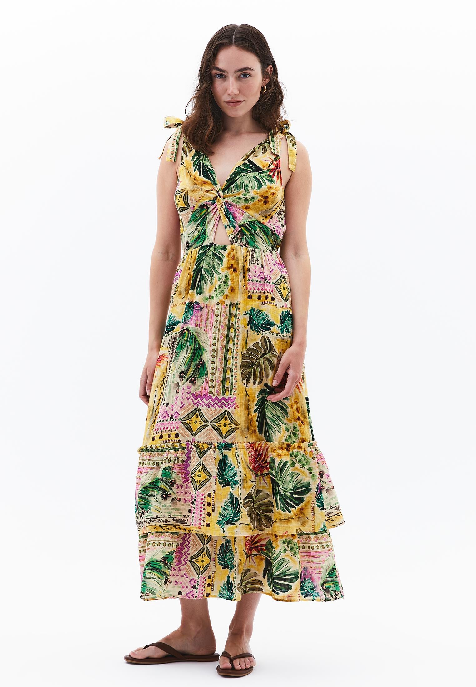 Printed A-Line Dress - FLORAL PRINT
