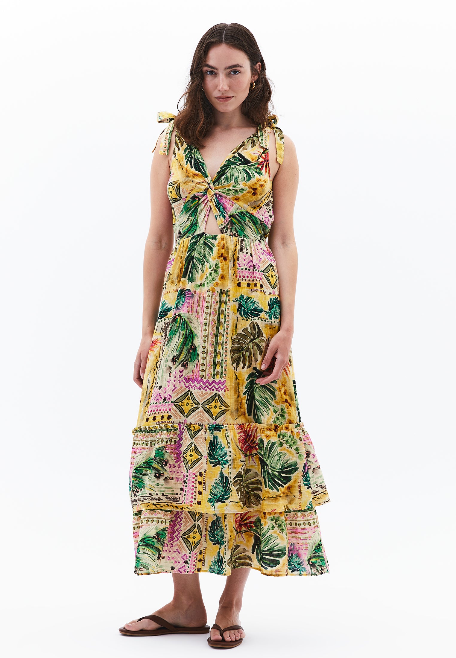 Printed A-Line Dress - FLORAL PRINT