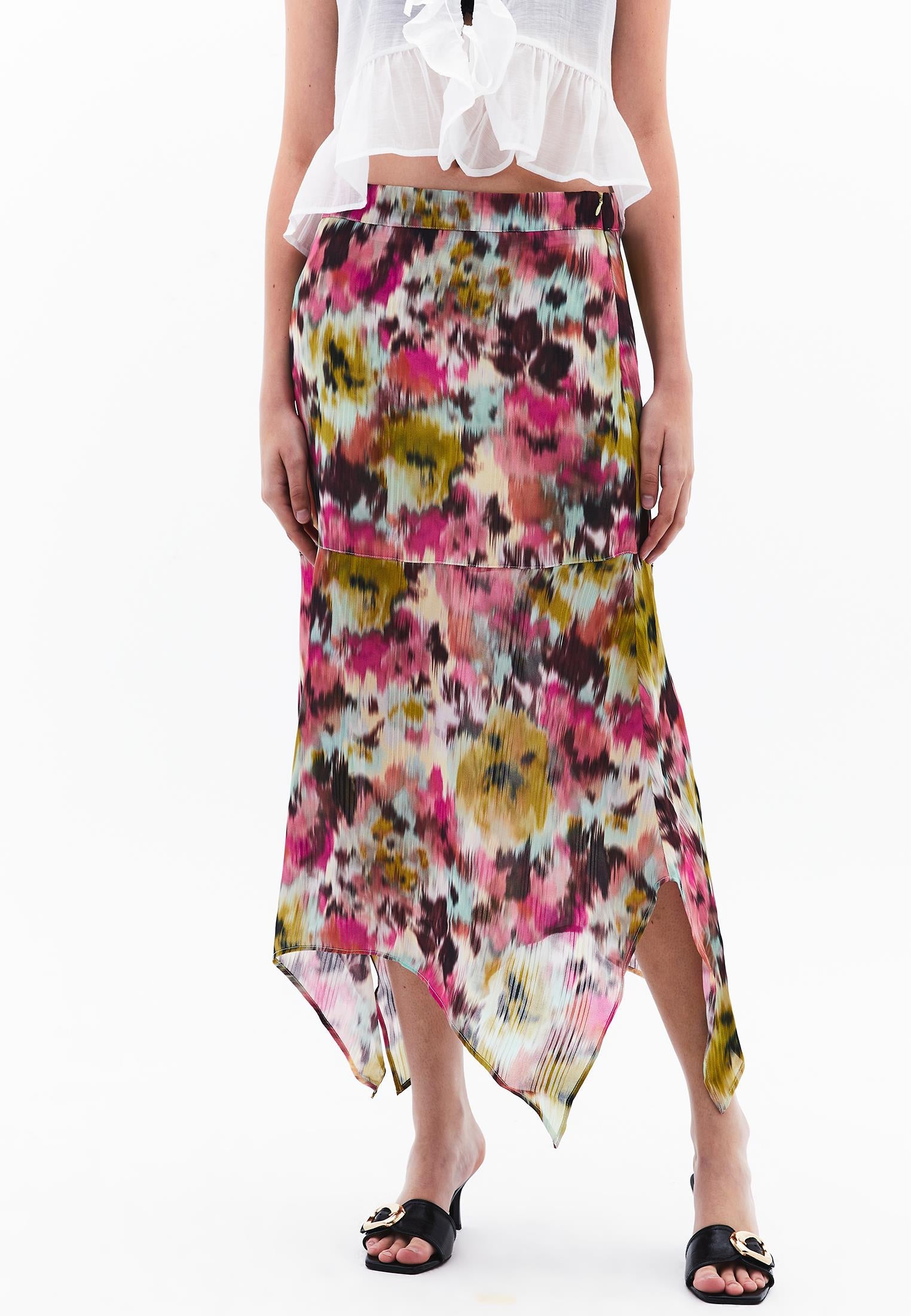 Jacquard Patterned Long Skirt - FLORAL PRINT