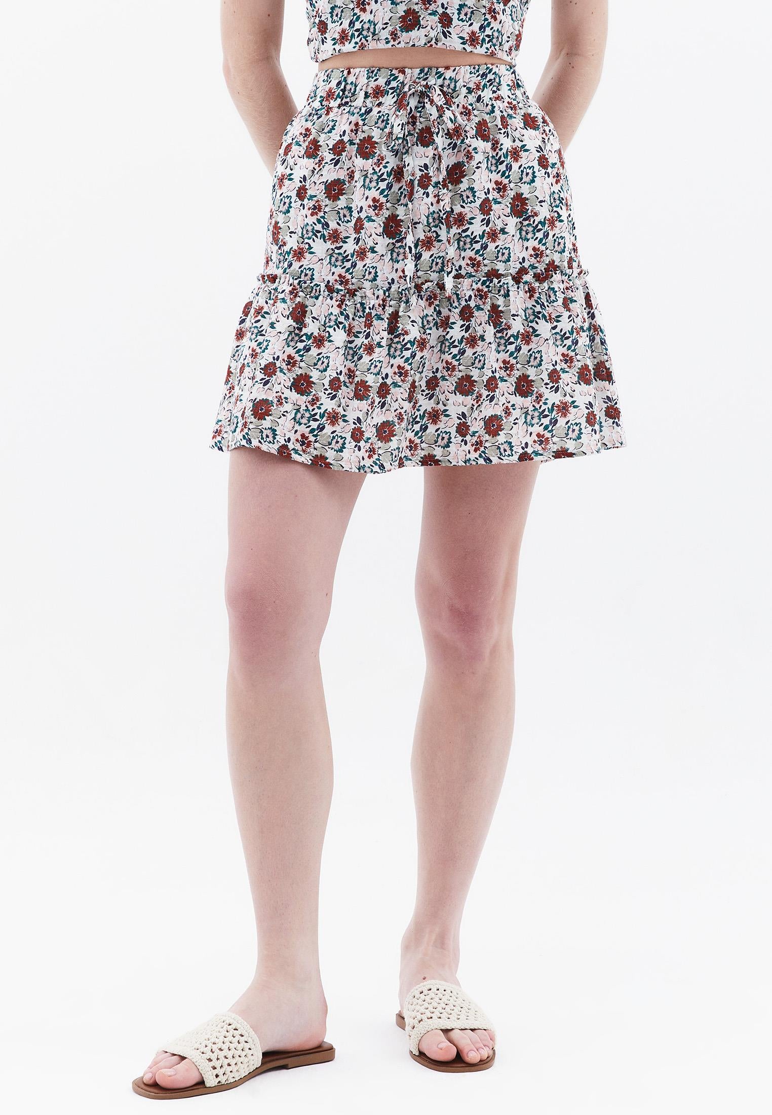 Short A-Line Skirt - FLORAL PRINT