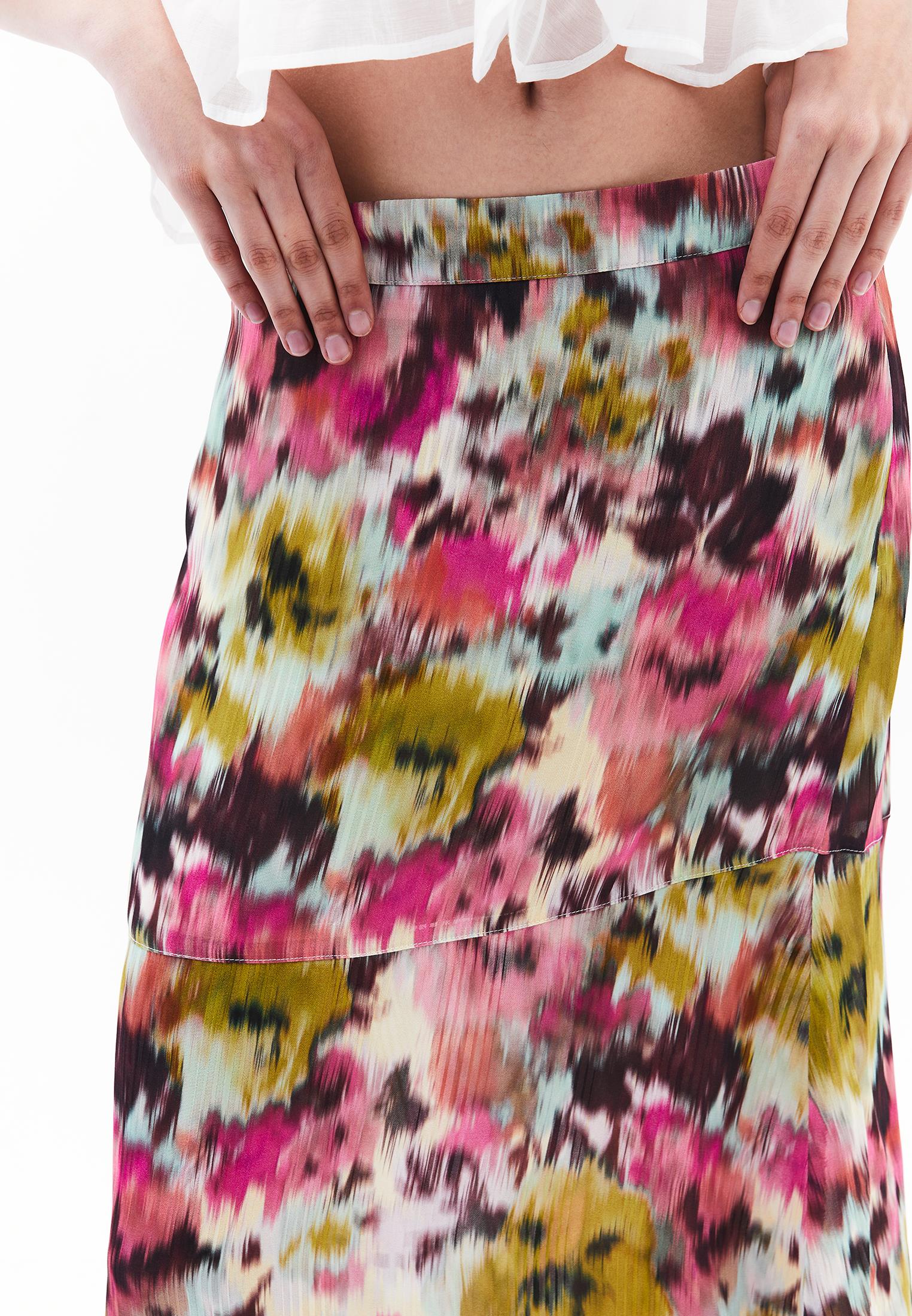Jacquard Patterned Long Skirt - FLORAL PRINT