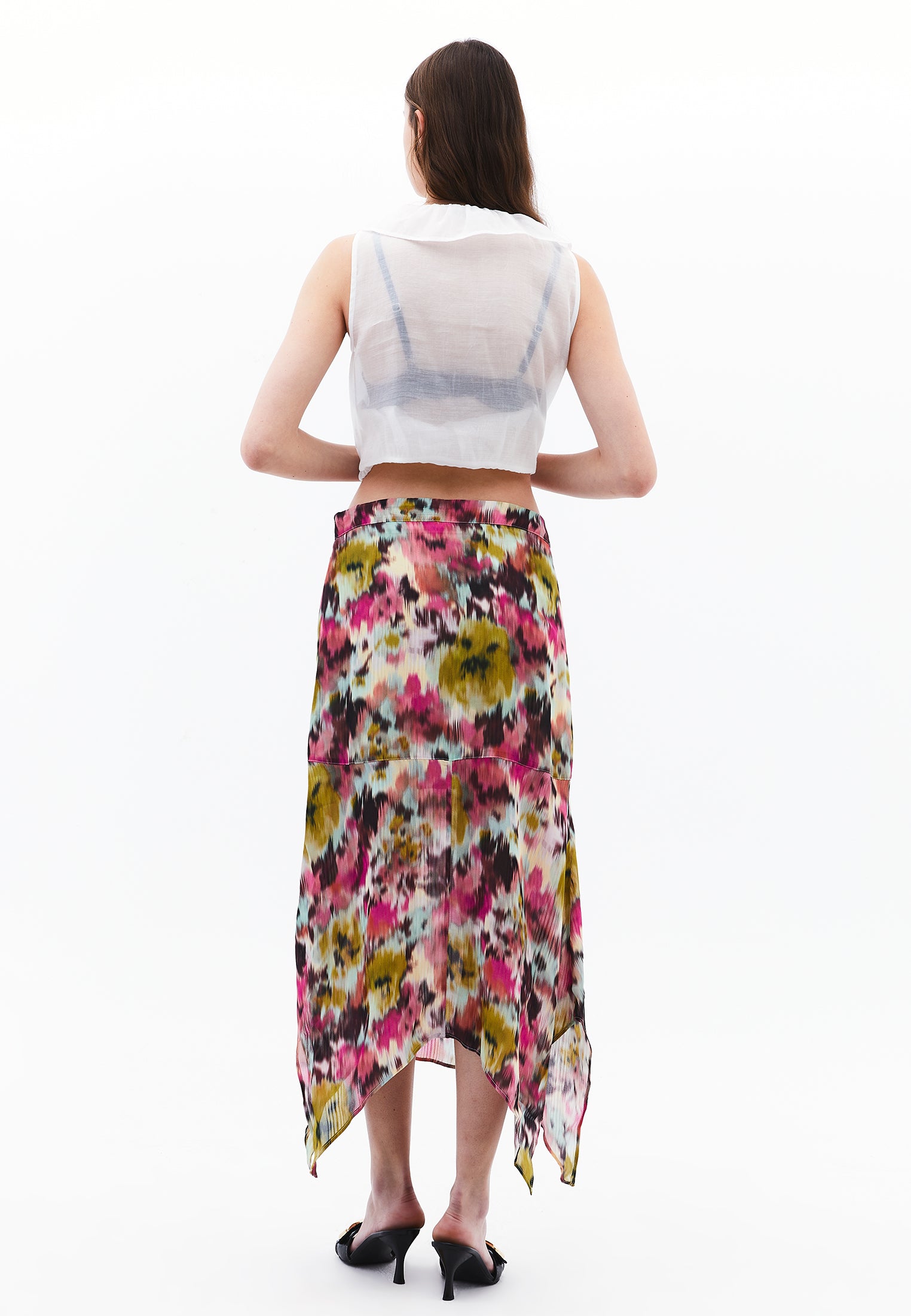 Jacquard Patterned Long Skirt - FLORAL PRINT
