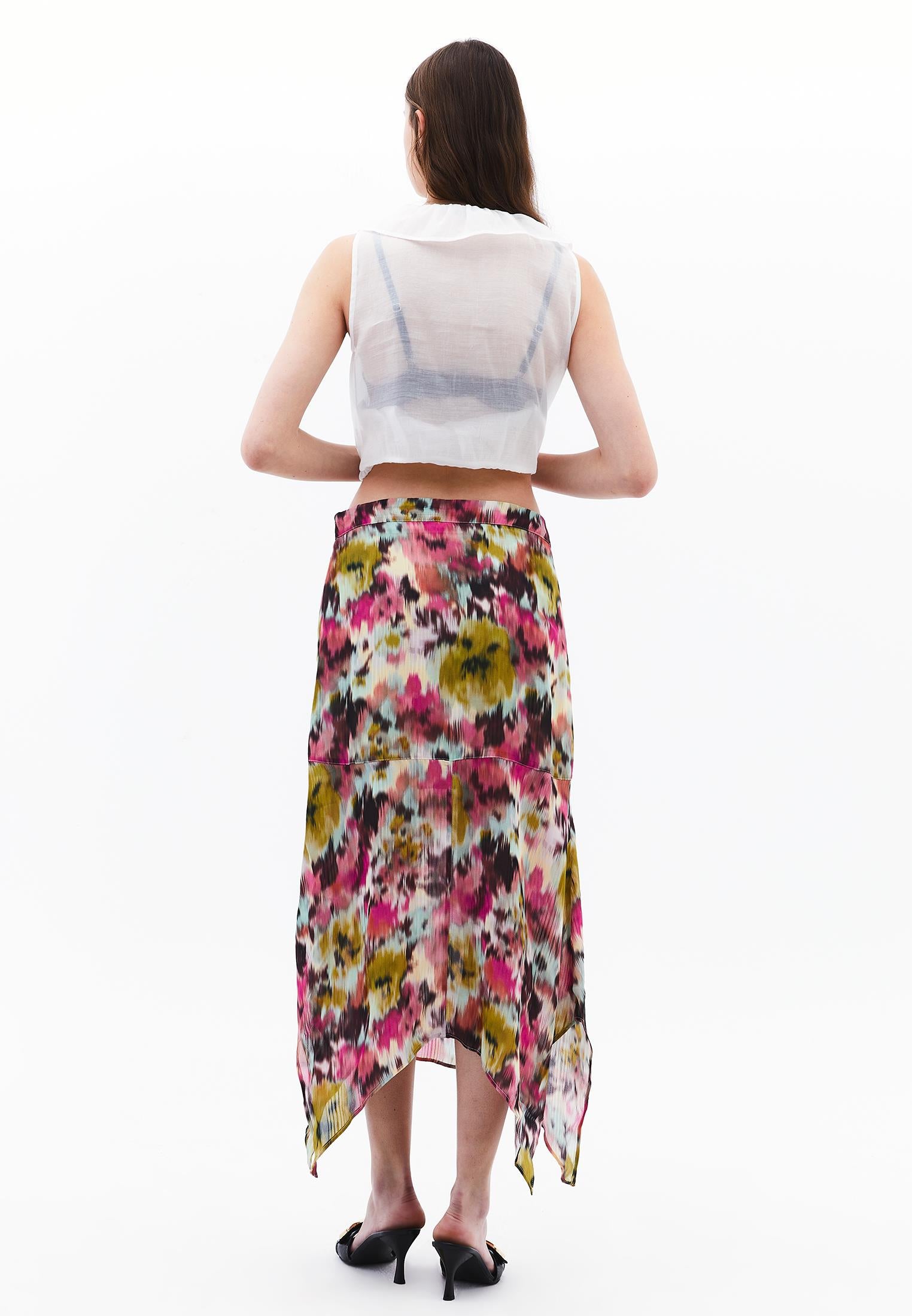 Jacquard Patterned Long Skirt - FLORAL PRINT