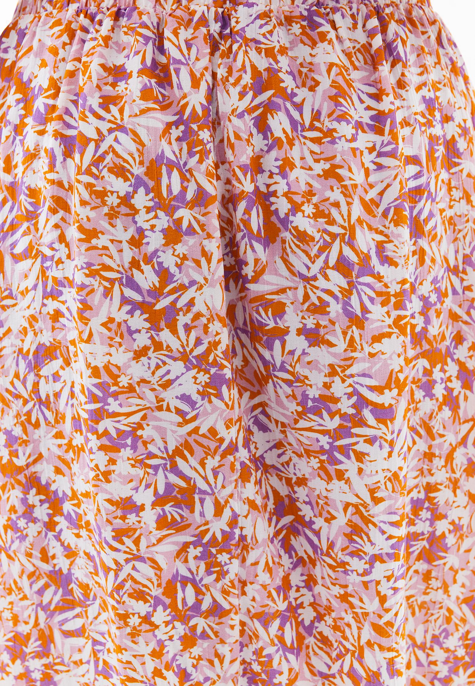 Long High Waist Ruffled A-Line Skirt - FLORAL PRINT