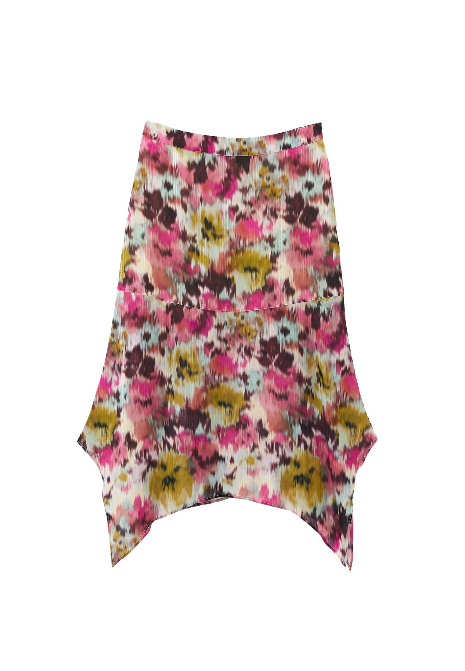 Jacquard Patterned Long Skirt - FLORAL PRINT
