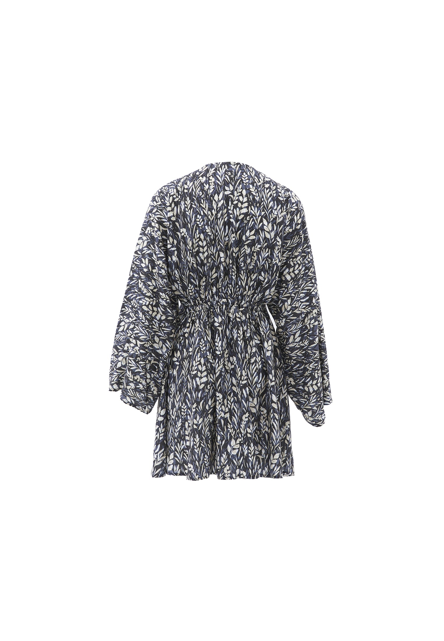 A-Line Kimono Sleeve Dress - FLORAL PRINT