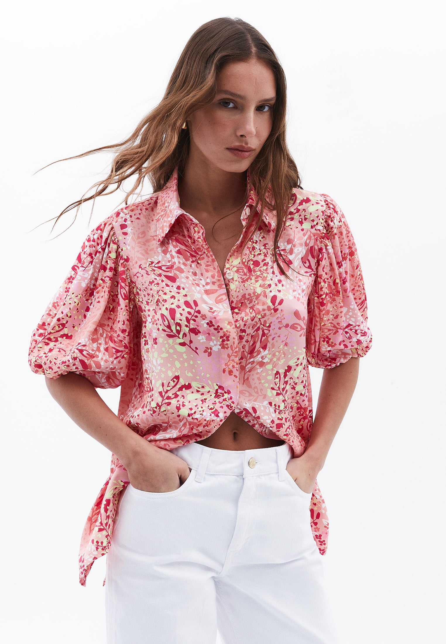 Balloon Sleeve Shirt - FLOWER COMB