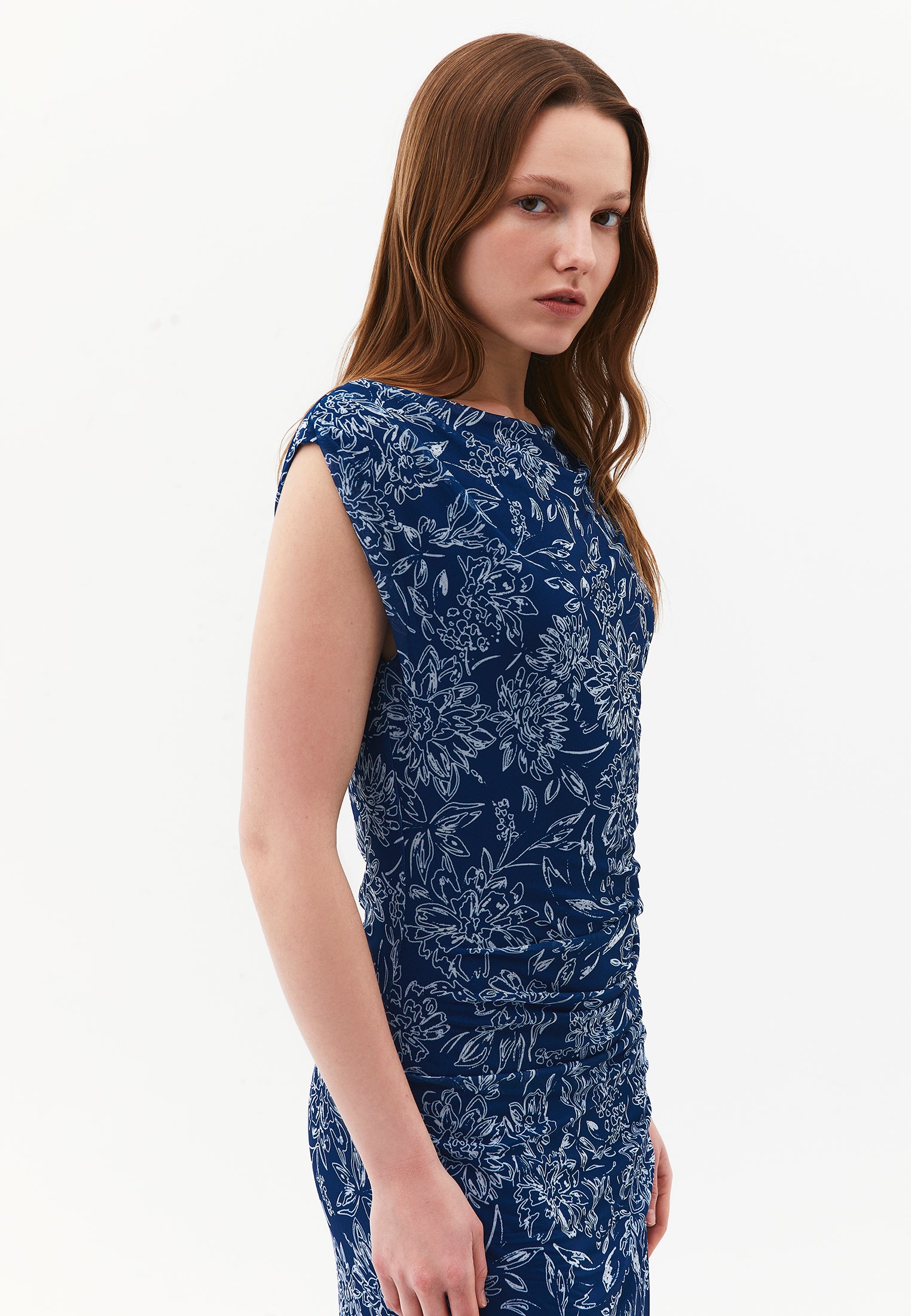 Bodycon Off Shoulder Ruched Long Dress - FLOWER COMB