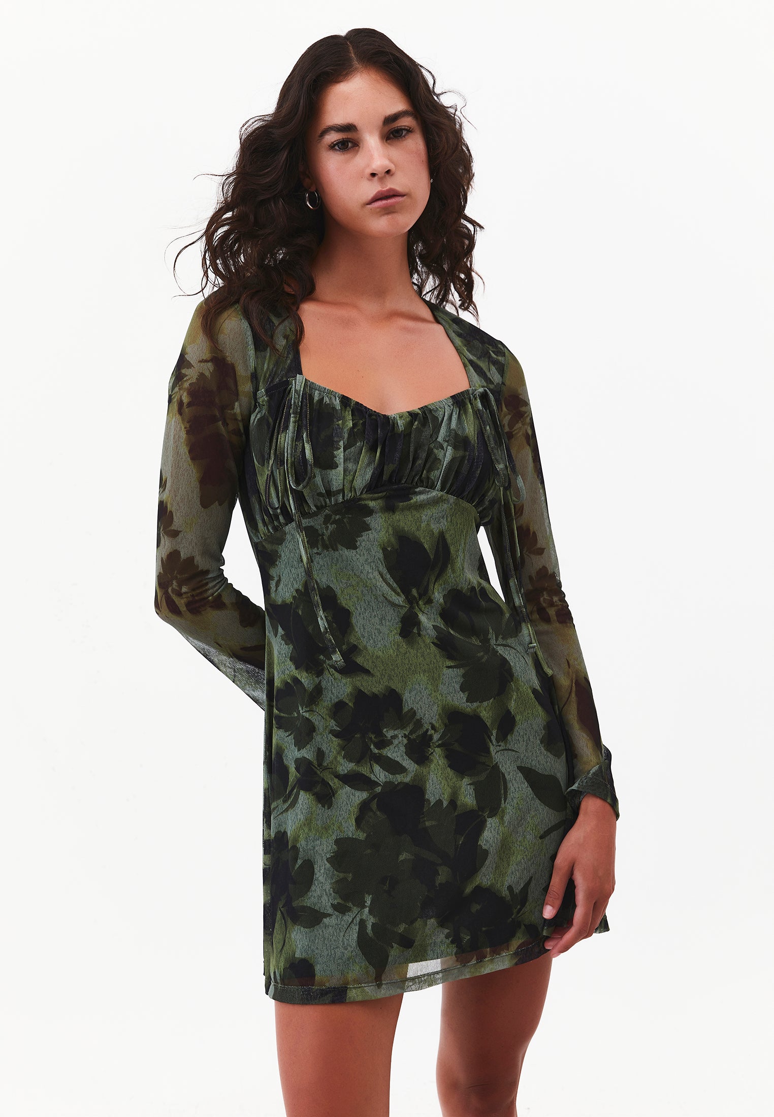 Sleeveless V-Neck Short Printed Dress - FLOWER COMB