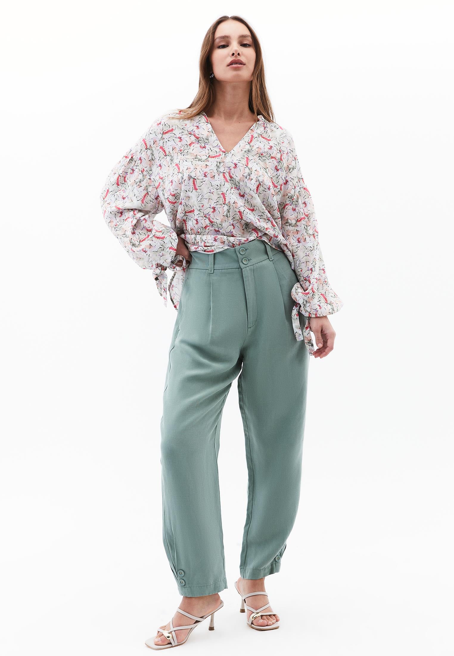 Oversize Linen Blouse - FLOWER COMB