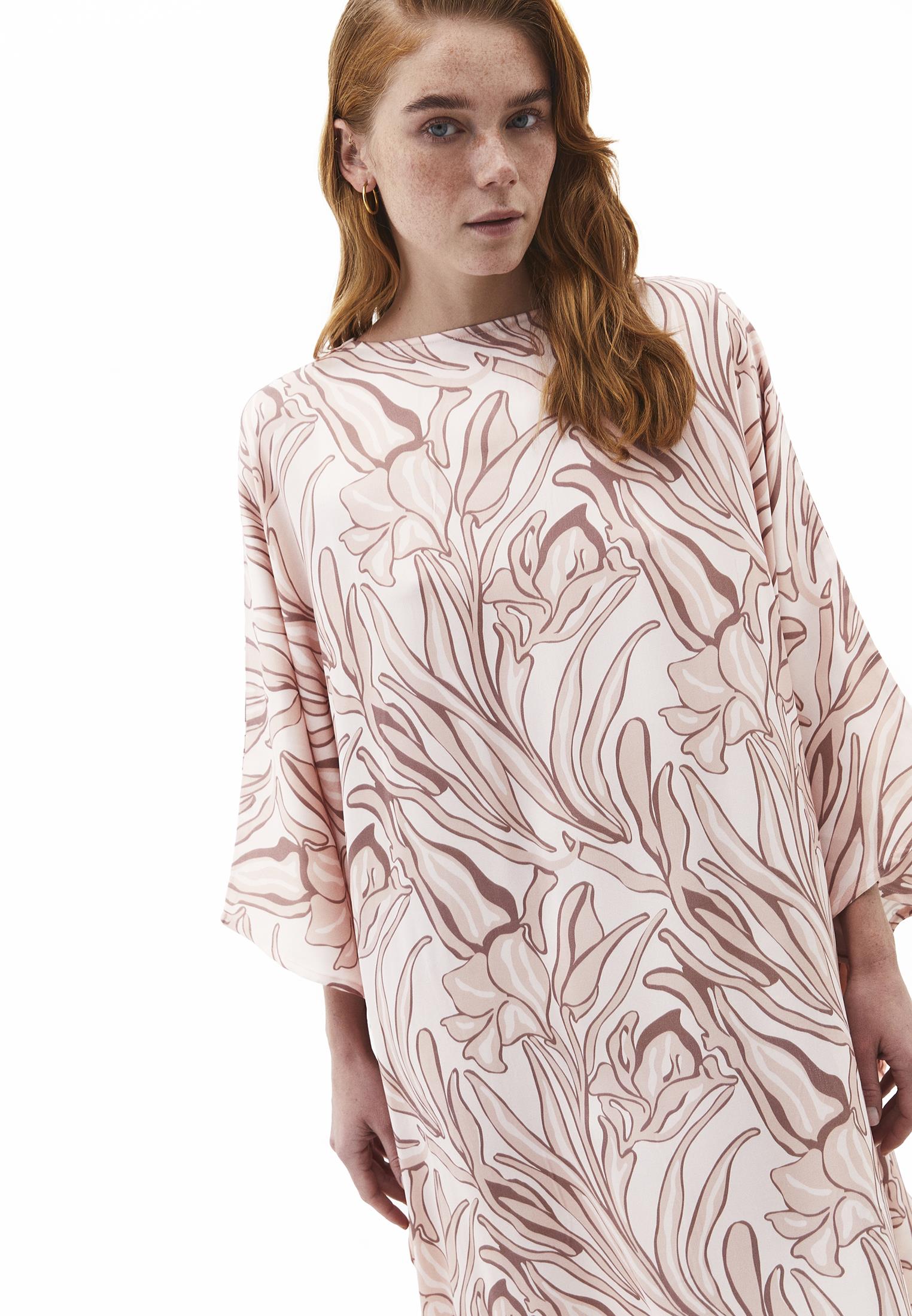 Boat Neck Long Sleeve Long Dress - FLOWER COMB