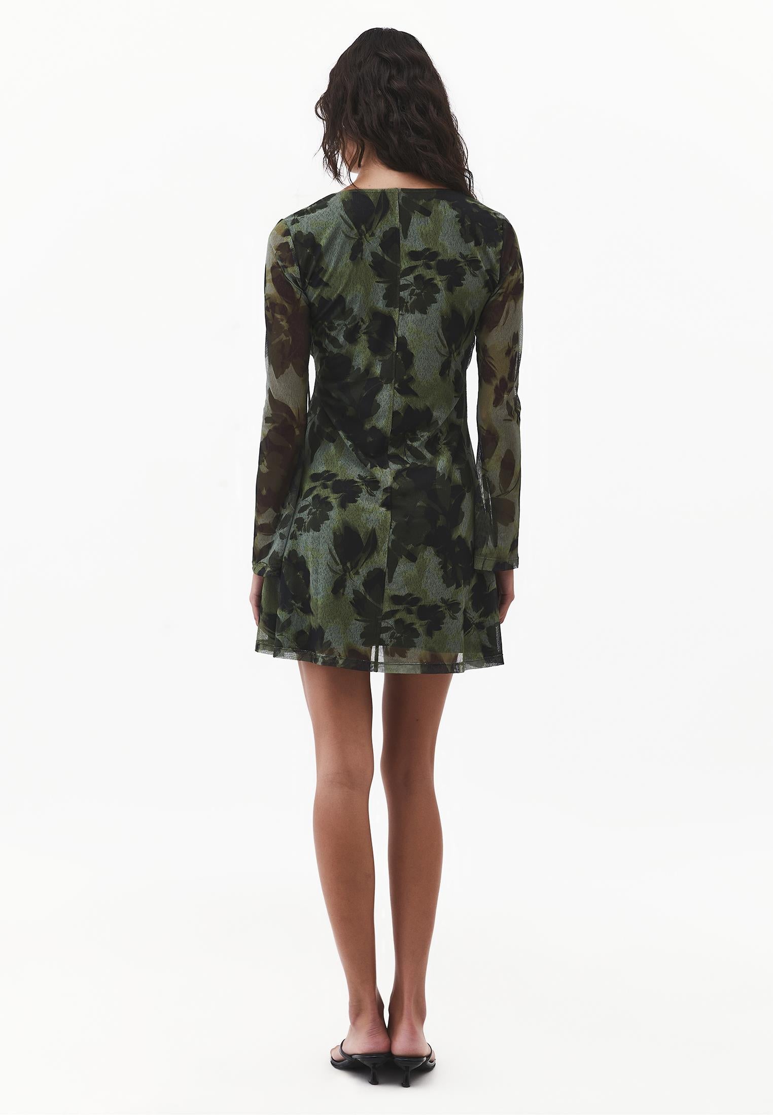 Sleeveless V-Neck Short Printed Dress - FLOWER COMB