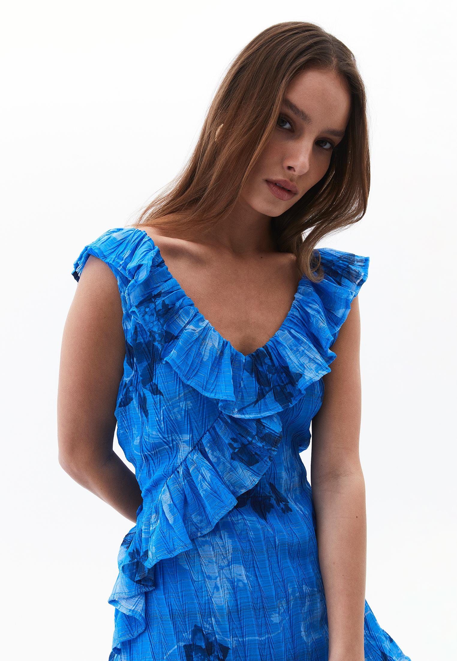 Maxi V Neck Printed Dress - FLOWER COMB